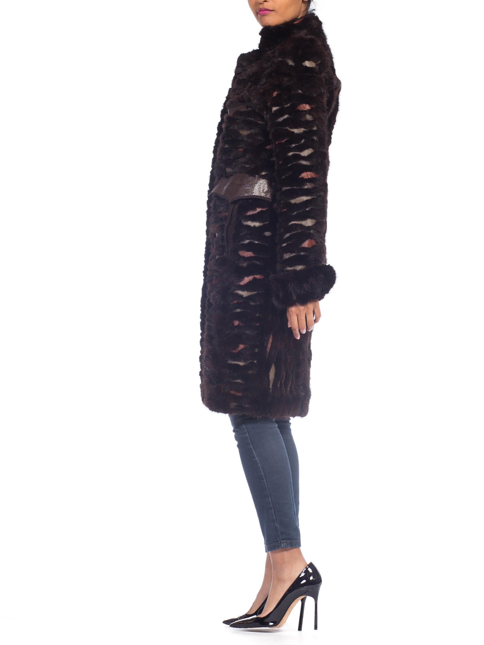 Fendi Mink & Shagreen Fur & Leather Coat 3