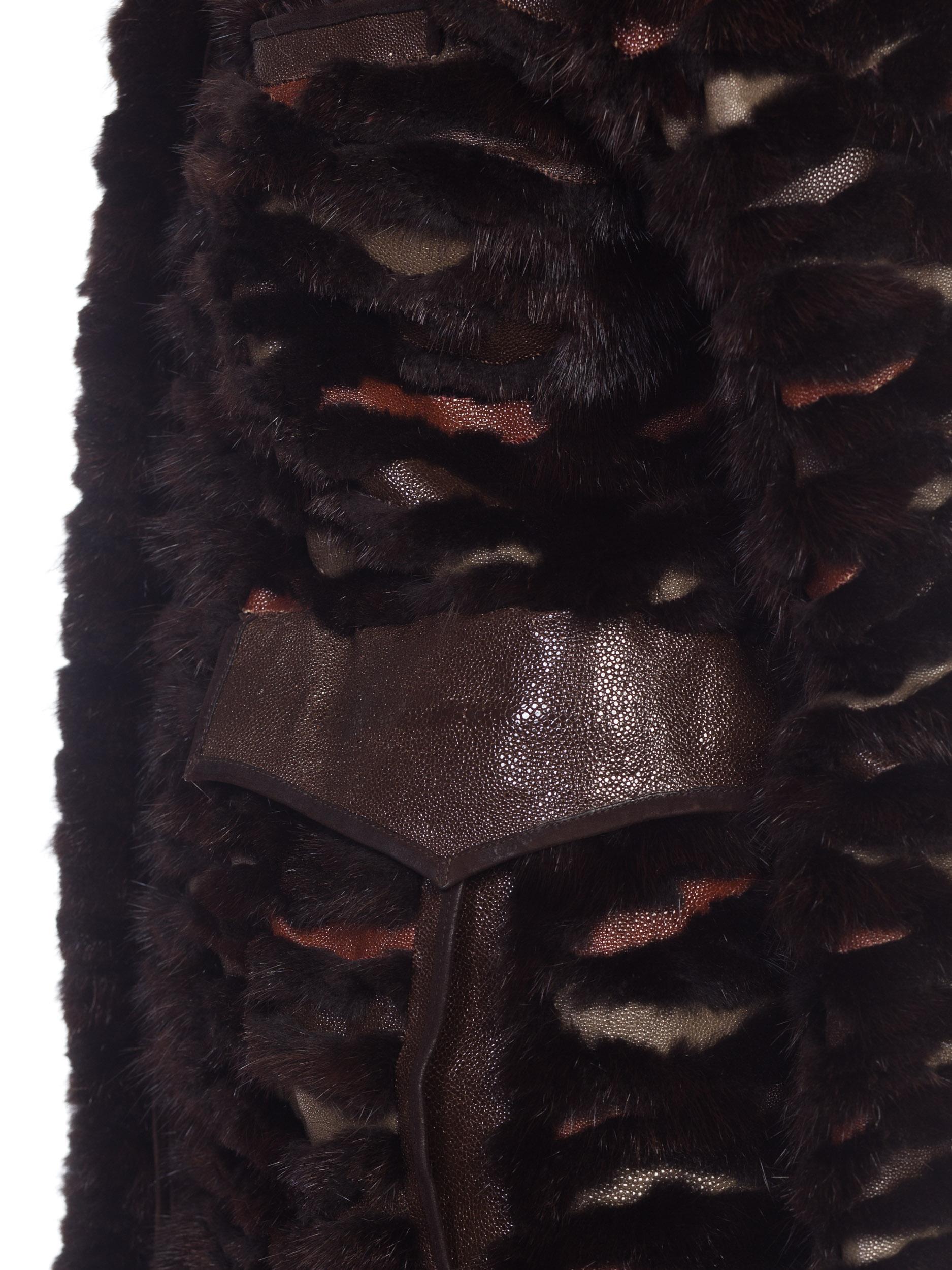 Fendi Mink & Shagreen Fur & Leather Coat 4