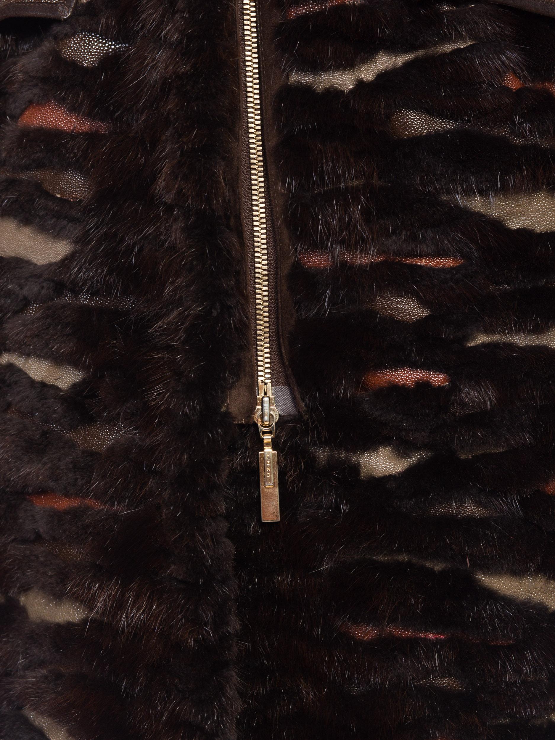 Fendi Mink & Shagreen Fur & Leather Coat 6