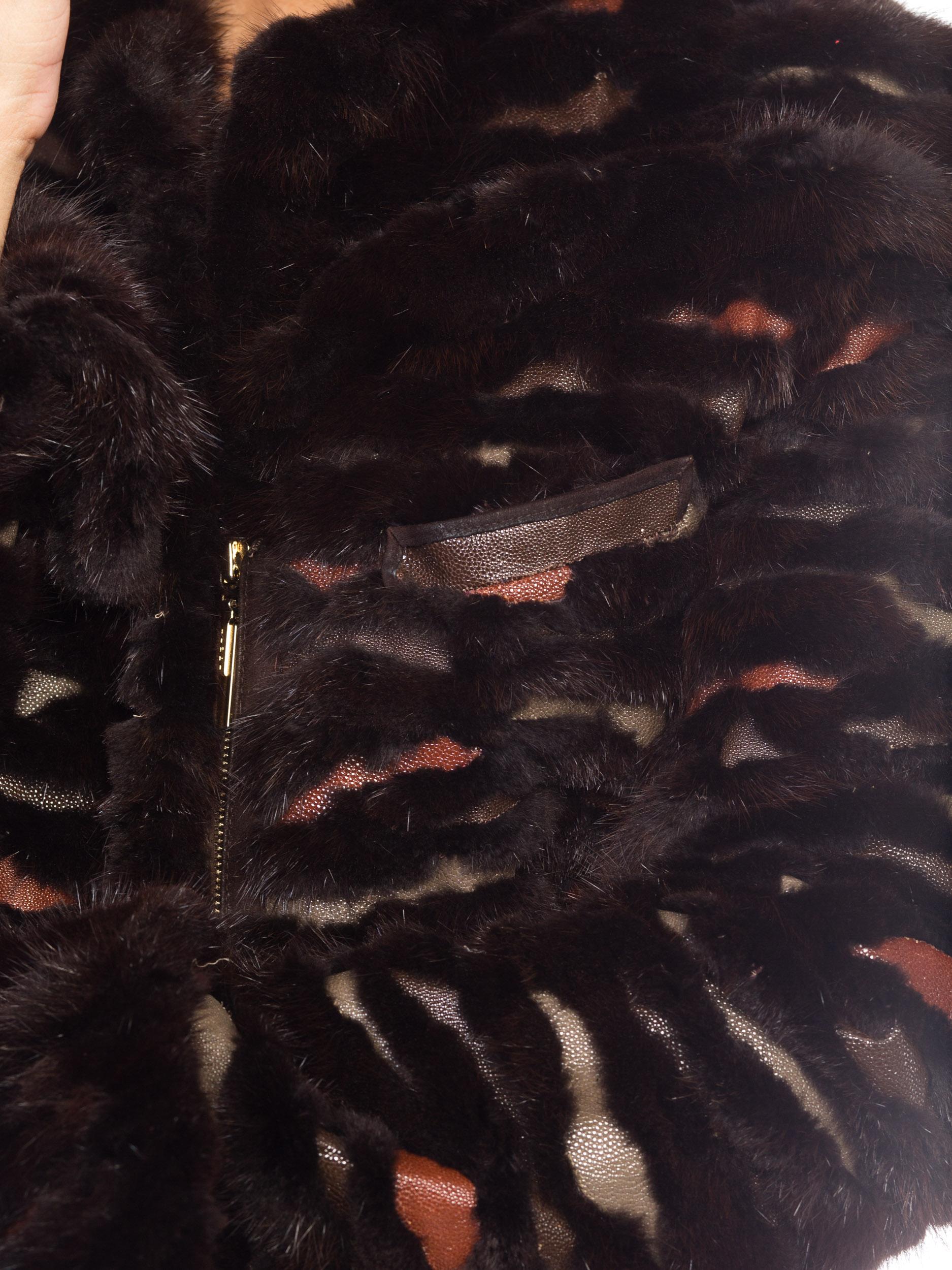 Fendi Mink & Shagreen Fur & Leather Coat 8