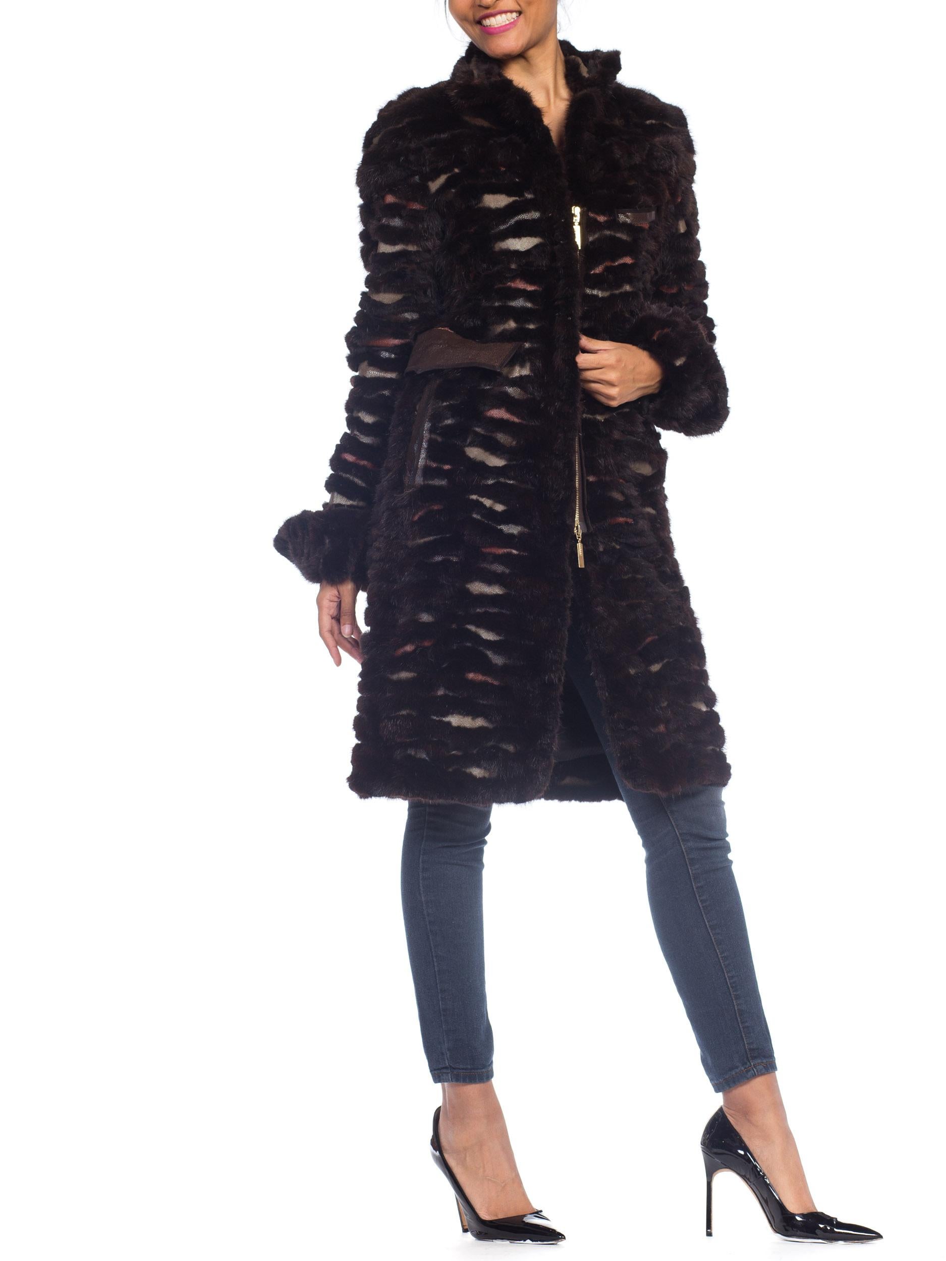 Fendi Mink & Shagreen Fur & Leather Coat 11
