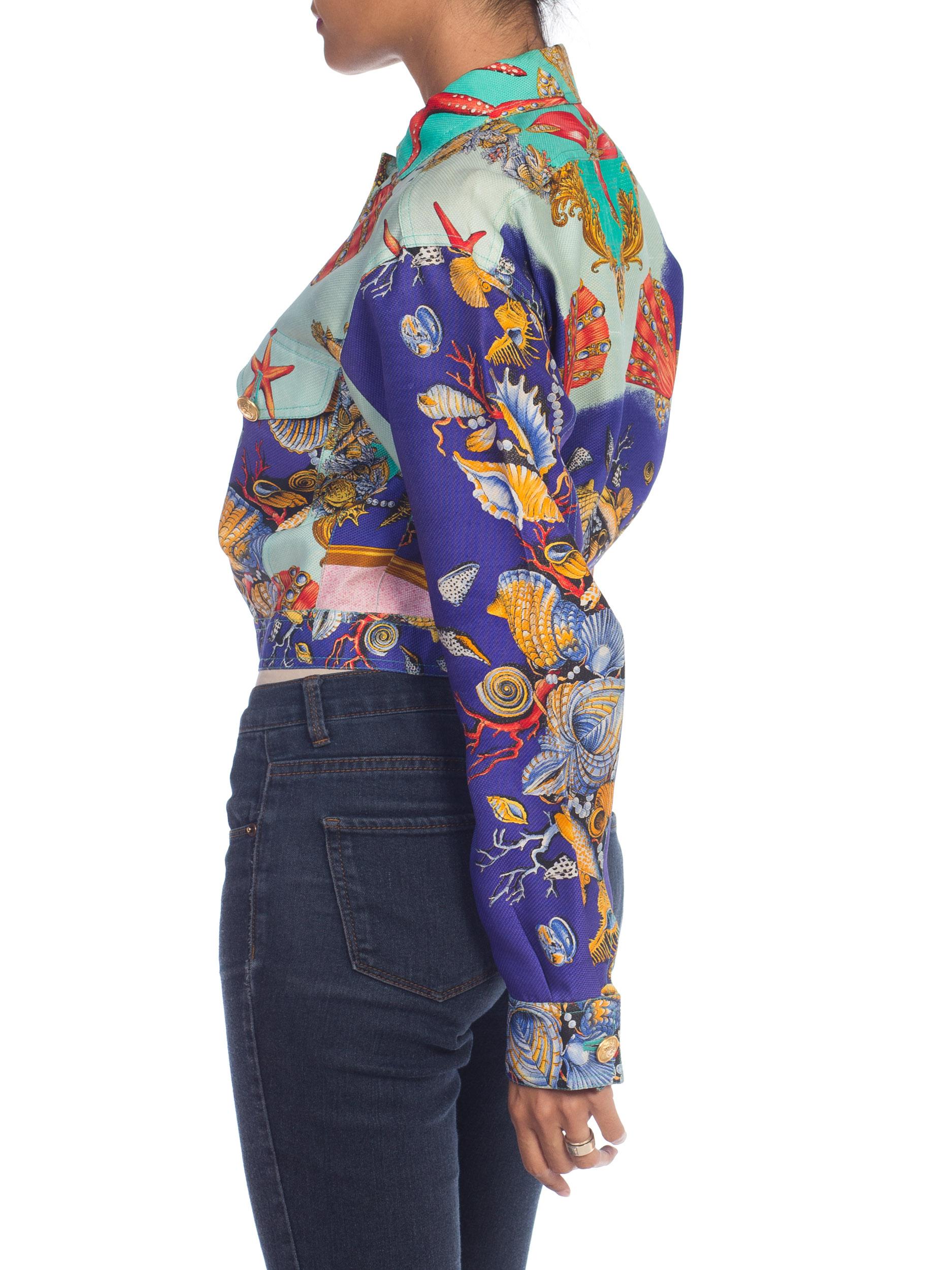1990s Versace Sea Shell Print Silk Cropped Jacket 5
