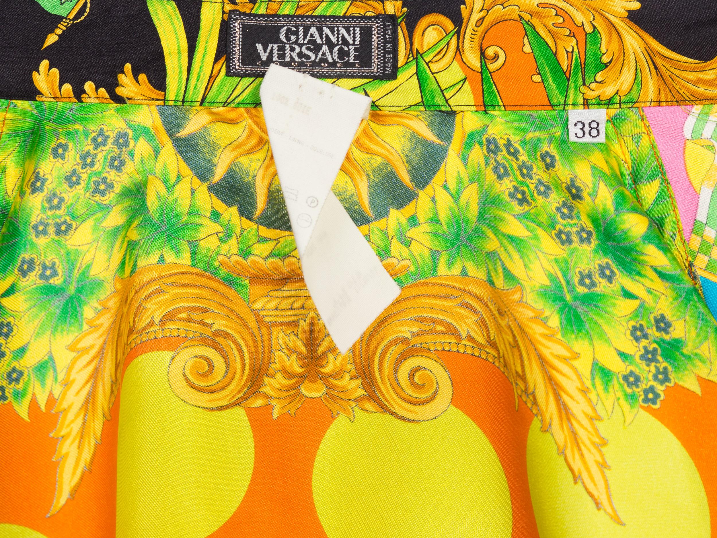 1990S  GIANNI VERSACE Miami Collection Tropical Silk Blouse Top 7