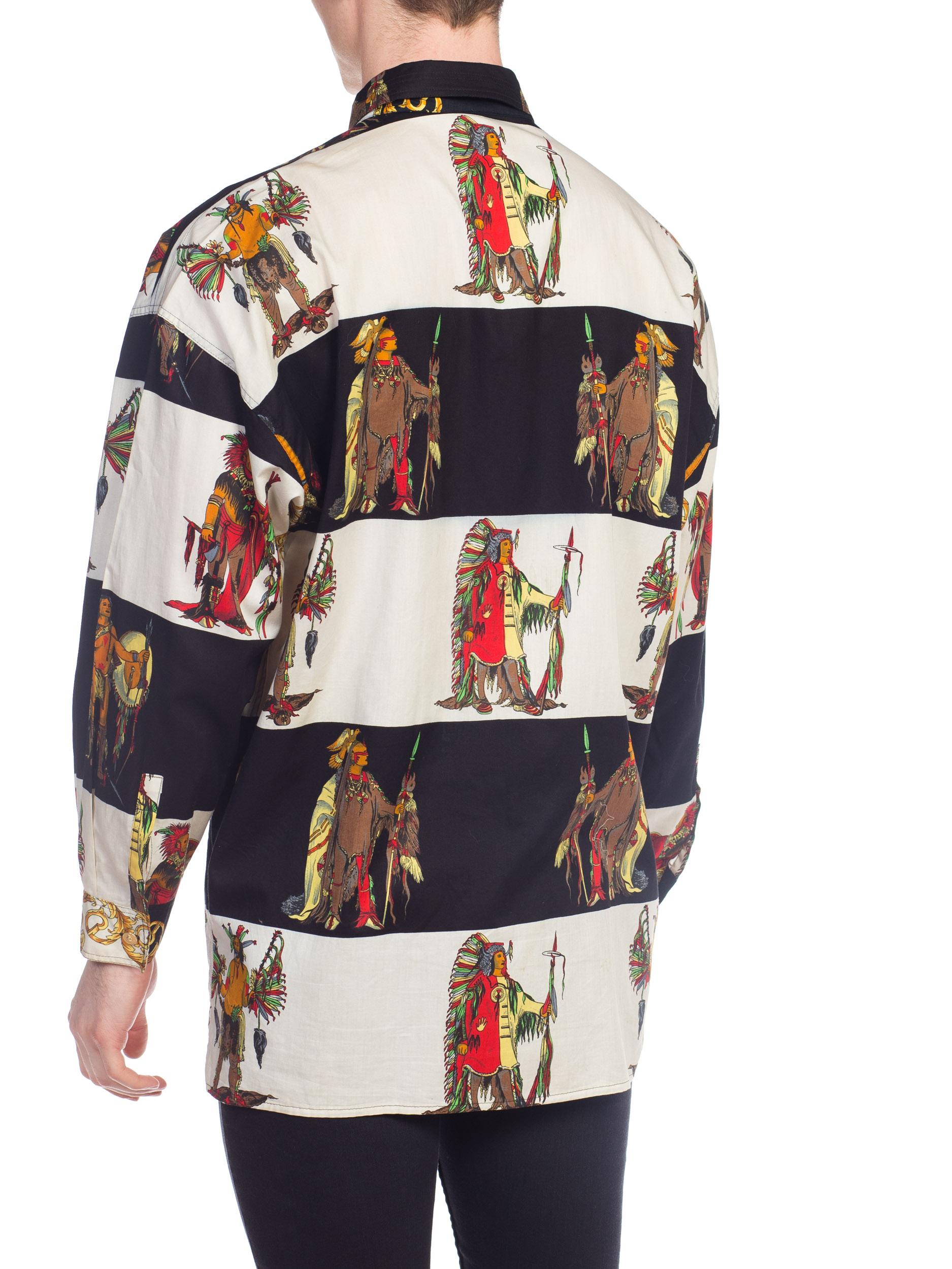 1990S  VERSUS GIANNI VERSACE Cotton Men's Native American Baroque Shirt 1