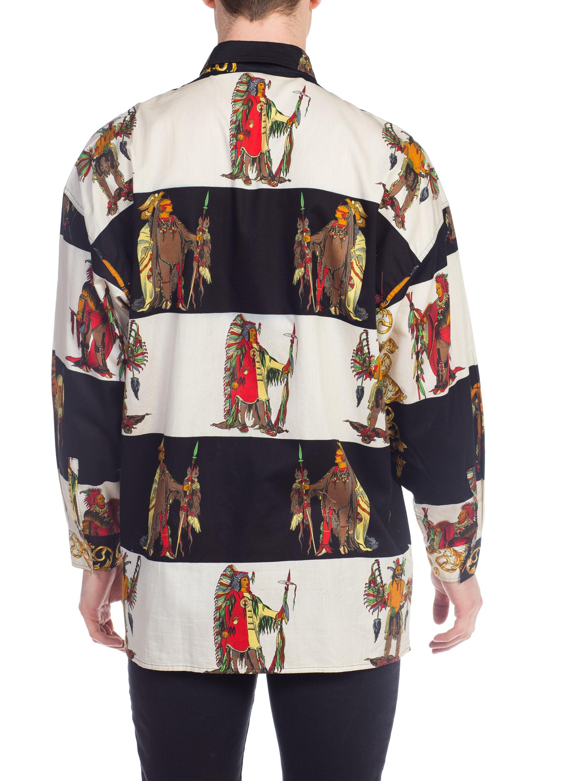 1990S  VERSUS GIANNI VERSACE Cotton Men's Native American Baroque Shirt 2