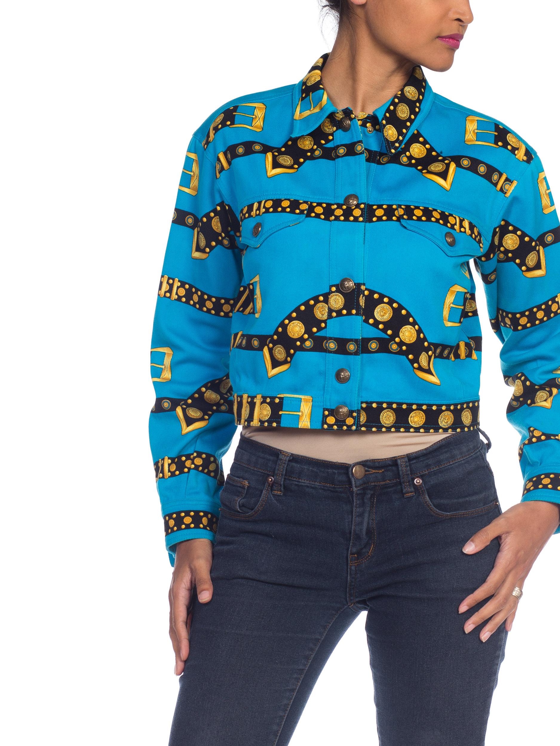 Blue 1990S  Gianni Versace Bondage Collection Jean Jacket