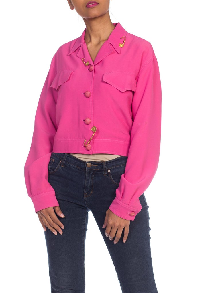 1990s Gianni Versace Hot Pink Punk Safety Pin Collection Jacket at ...