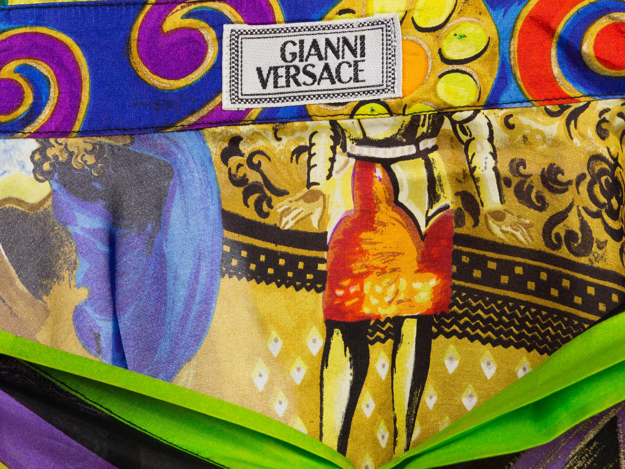 1990S GIANNI VERSACE Silk Men's Medieval Print Shirt With Metallic Gold Accents 3