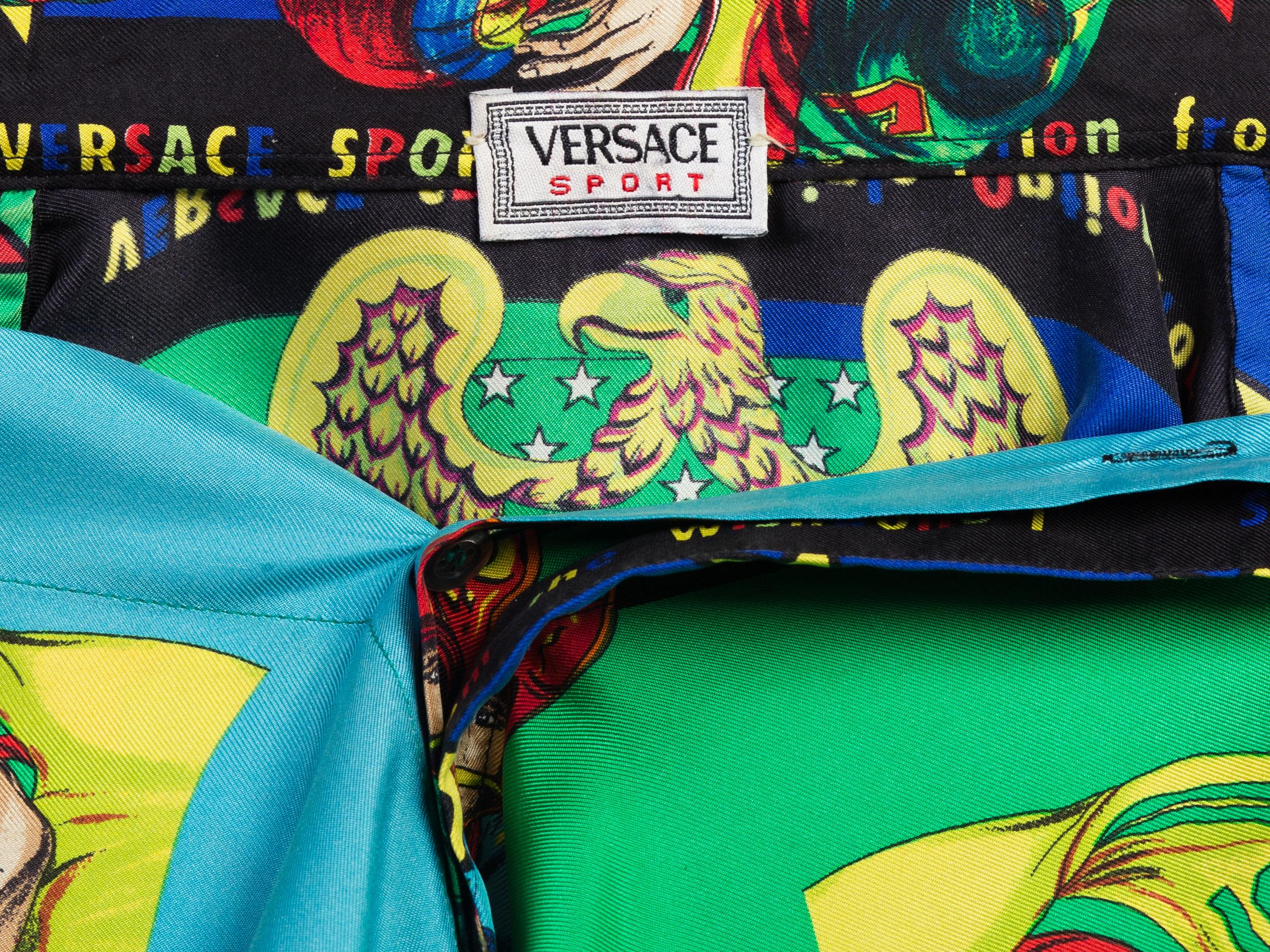 1990s Rare Versace Sports Football Silk Shirt 2