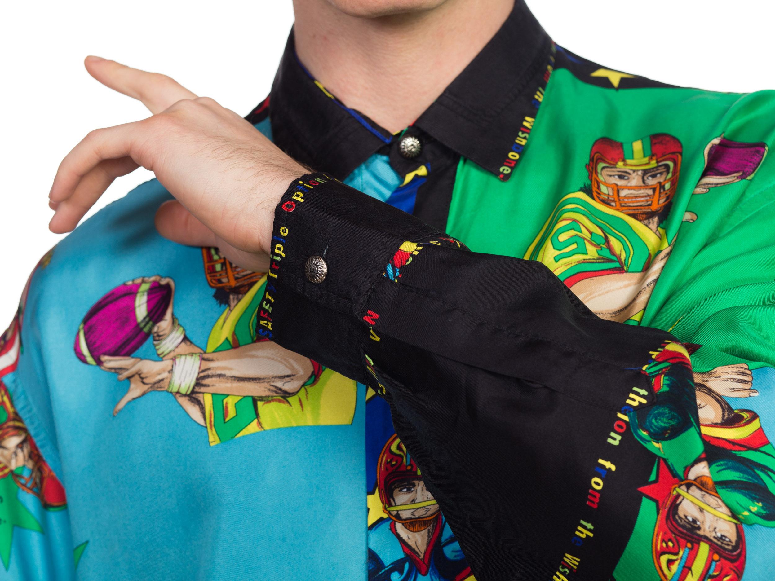 1990s Rare Versace Sports Football Silk Shirt 3