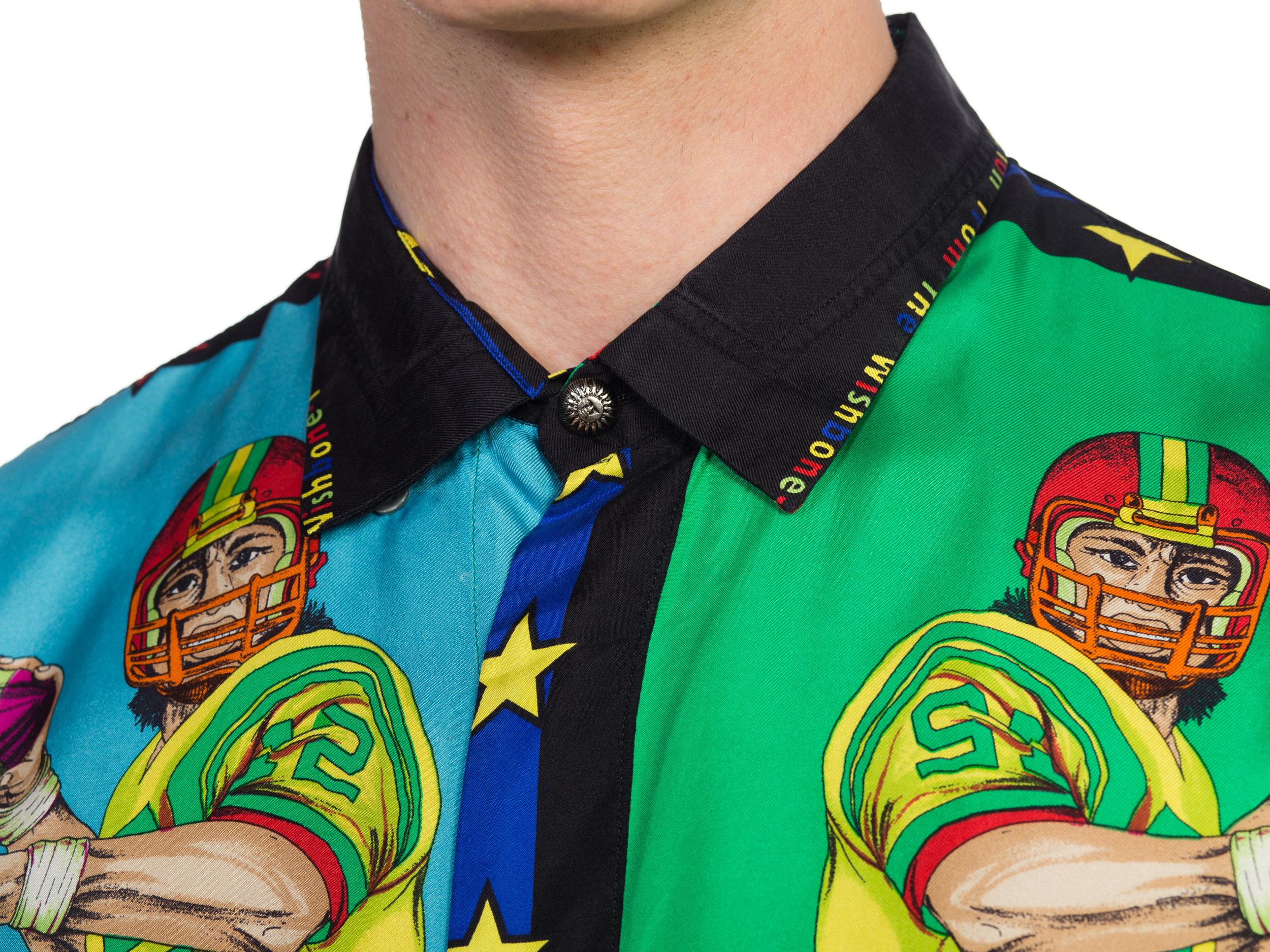 1990s Rare Versace Sports Football Silk Shirt 4