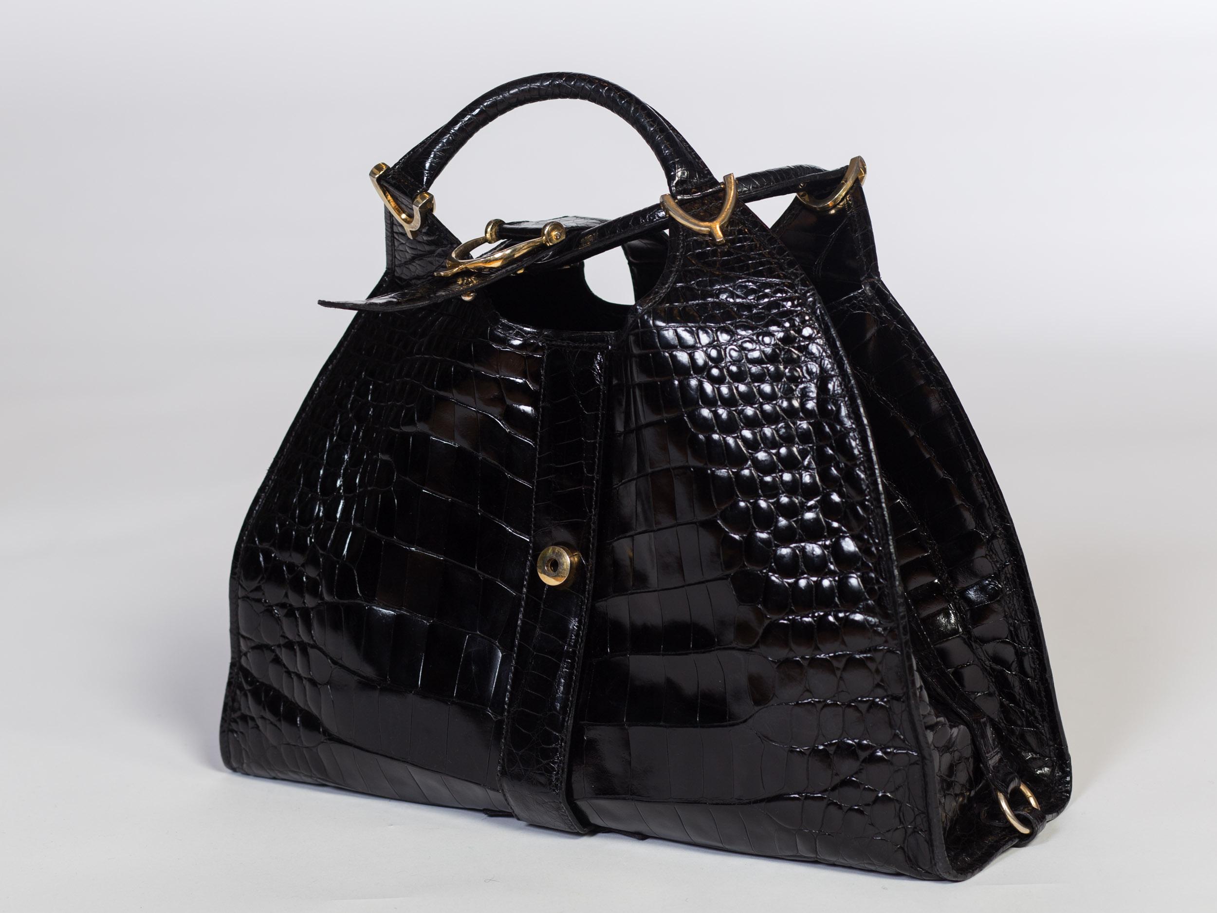 Women's 1970s Crocodile Belly Original Gucci Stirrup Bag