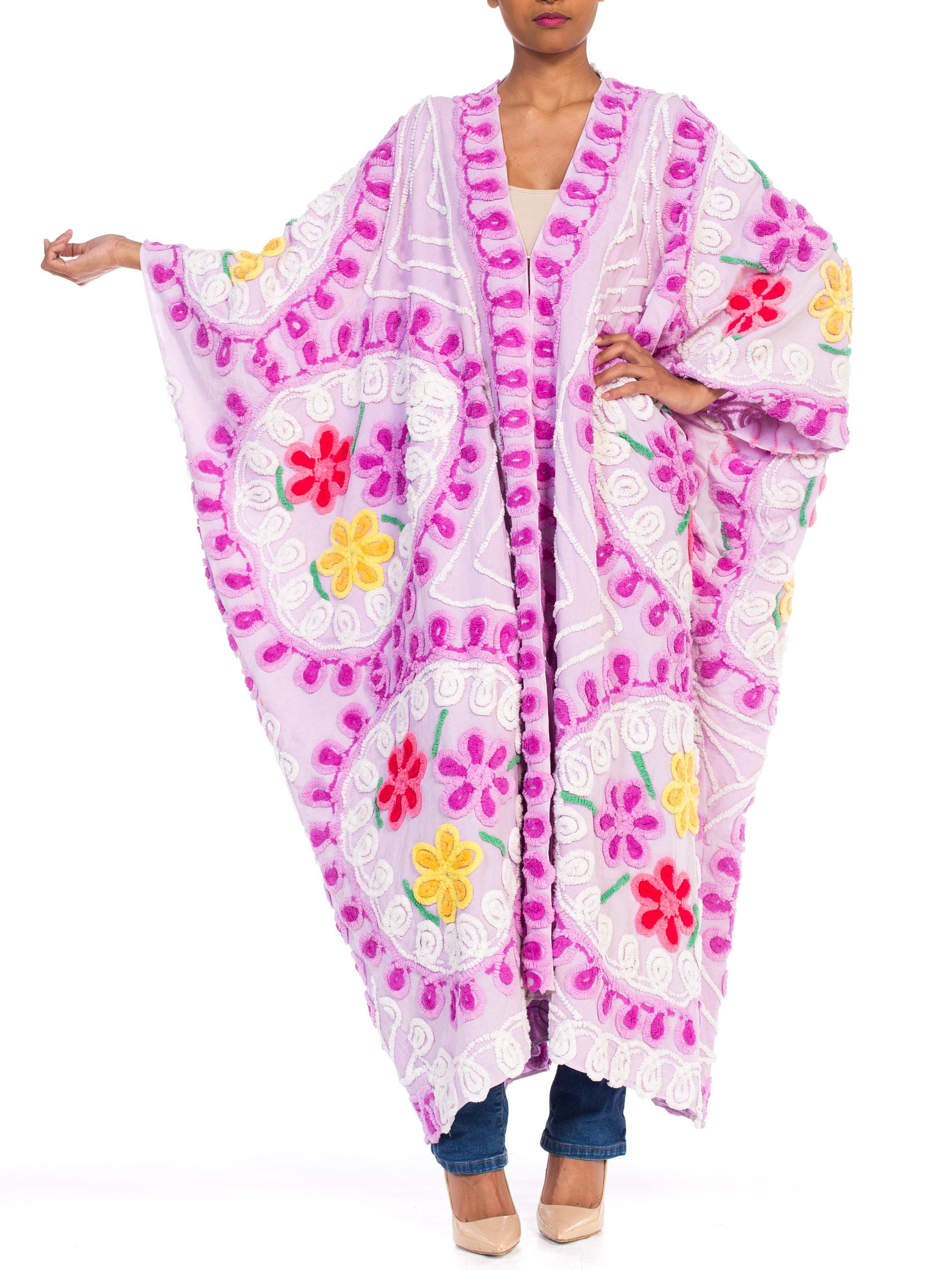 Bohemian Kimono Duster aus Baumwolle Chenille aus den 1950er Jahren Damen