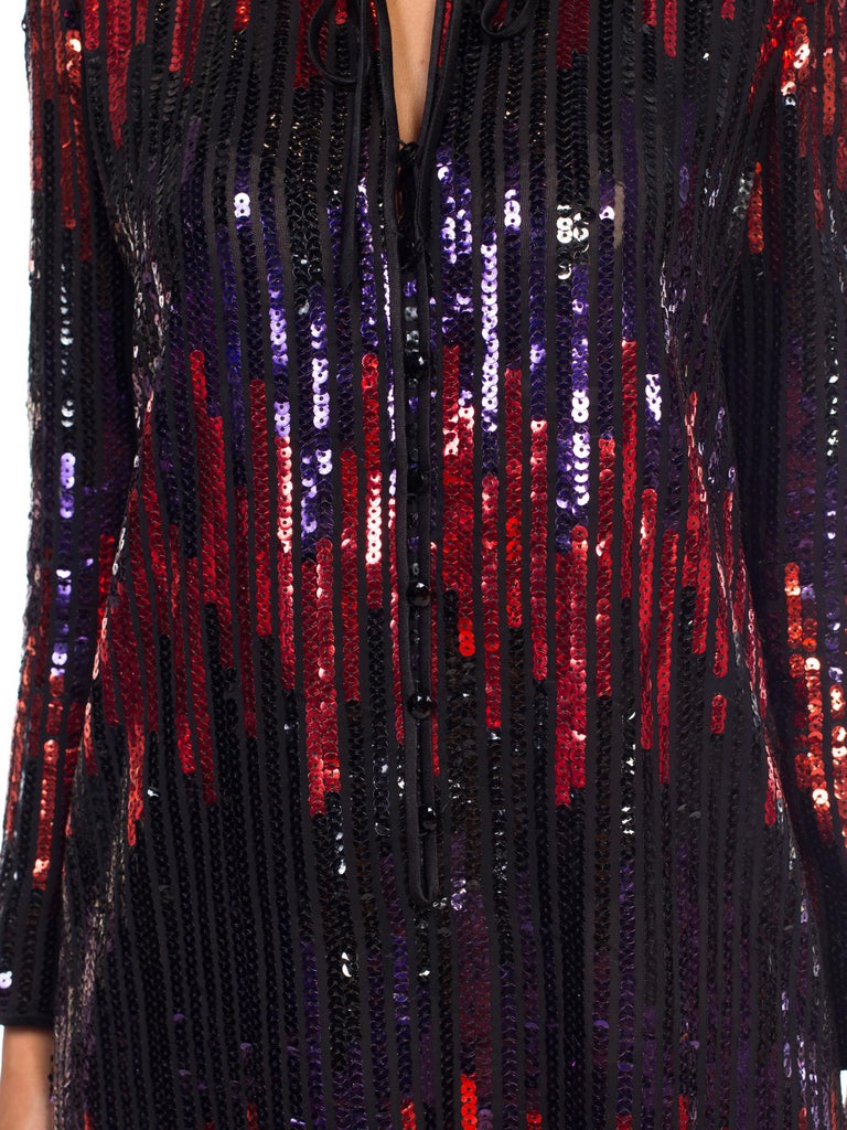 1970s Giorgio of Beverly Hills Sequin Disco Stripe Dress at 1stDibs