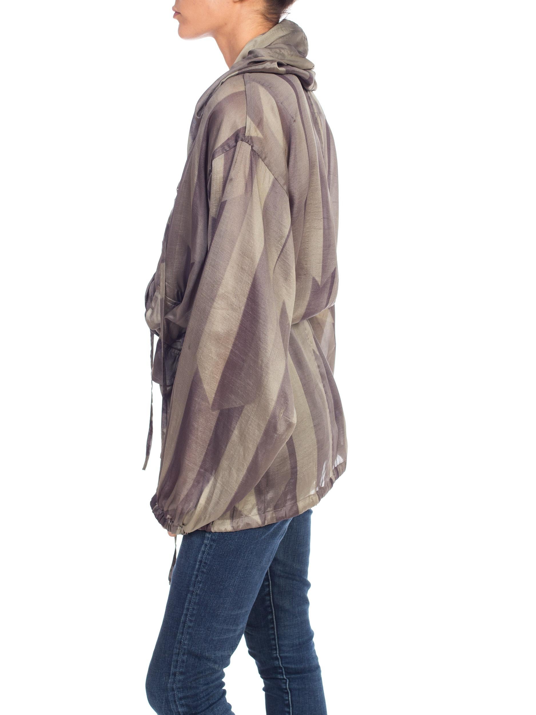 Dries Van Noten Oversized Silk Jacket With Hood In Good Condition In New York, NY