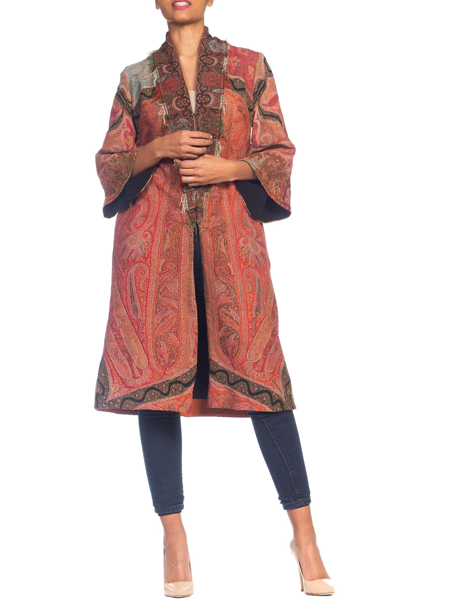 Women's MORPHEW COLLECTION Hand Embroidered Coat Made From Antique Victorian Wool Paisl For Sale