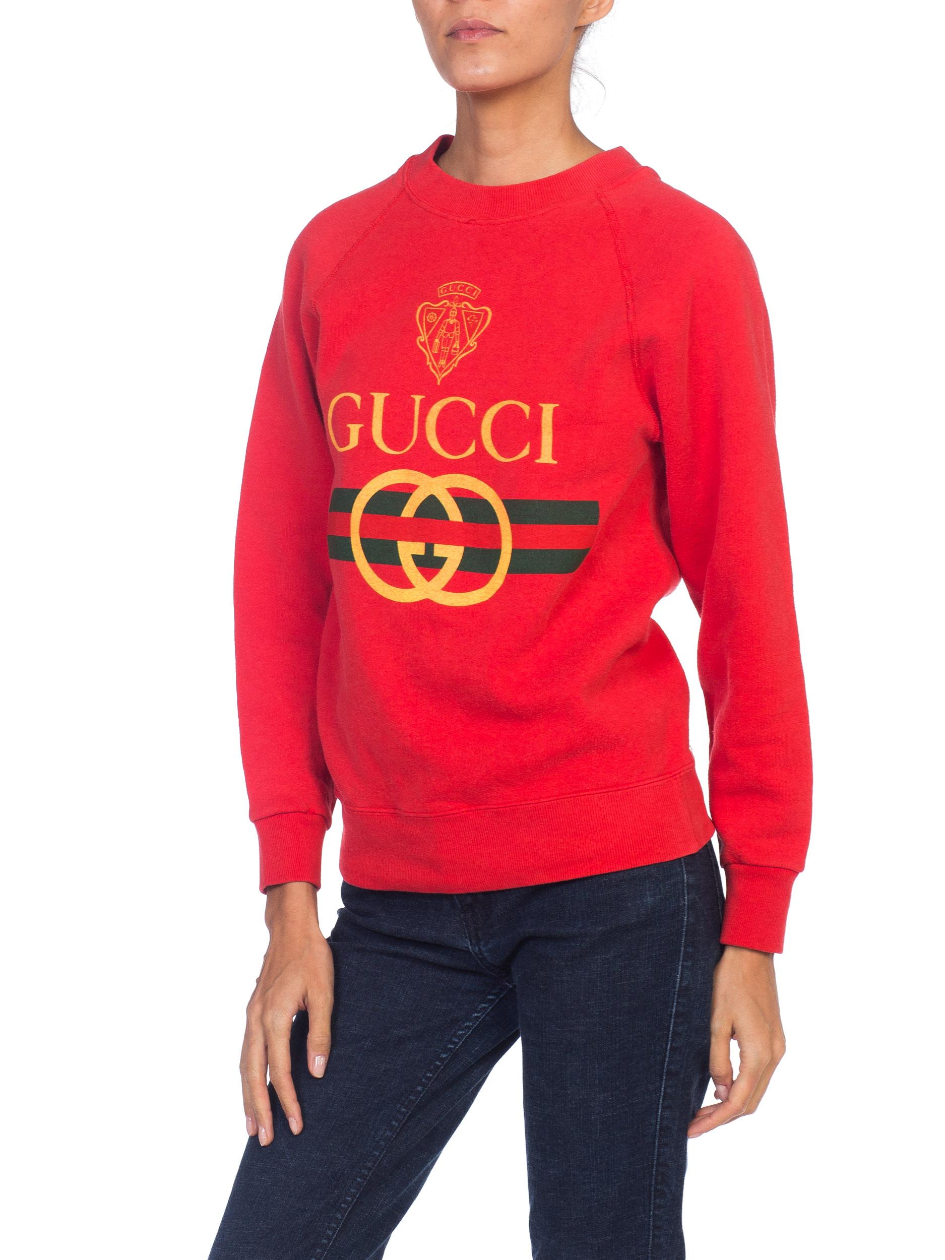Women's or Men's 1980s Red Bootleg Gucci Sweatshirt