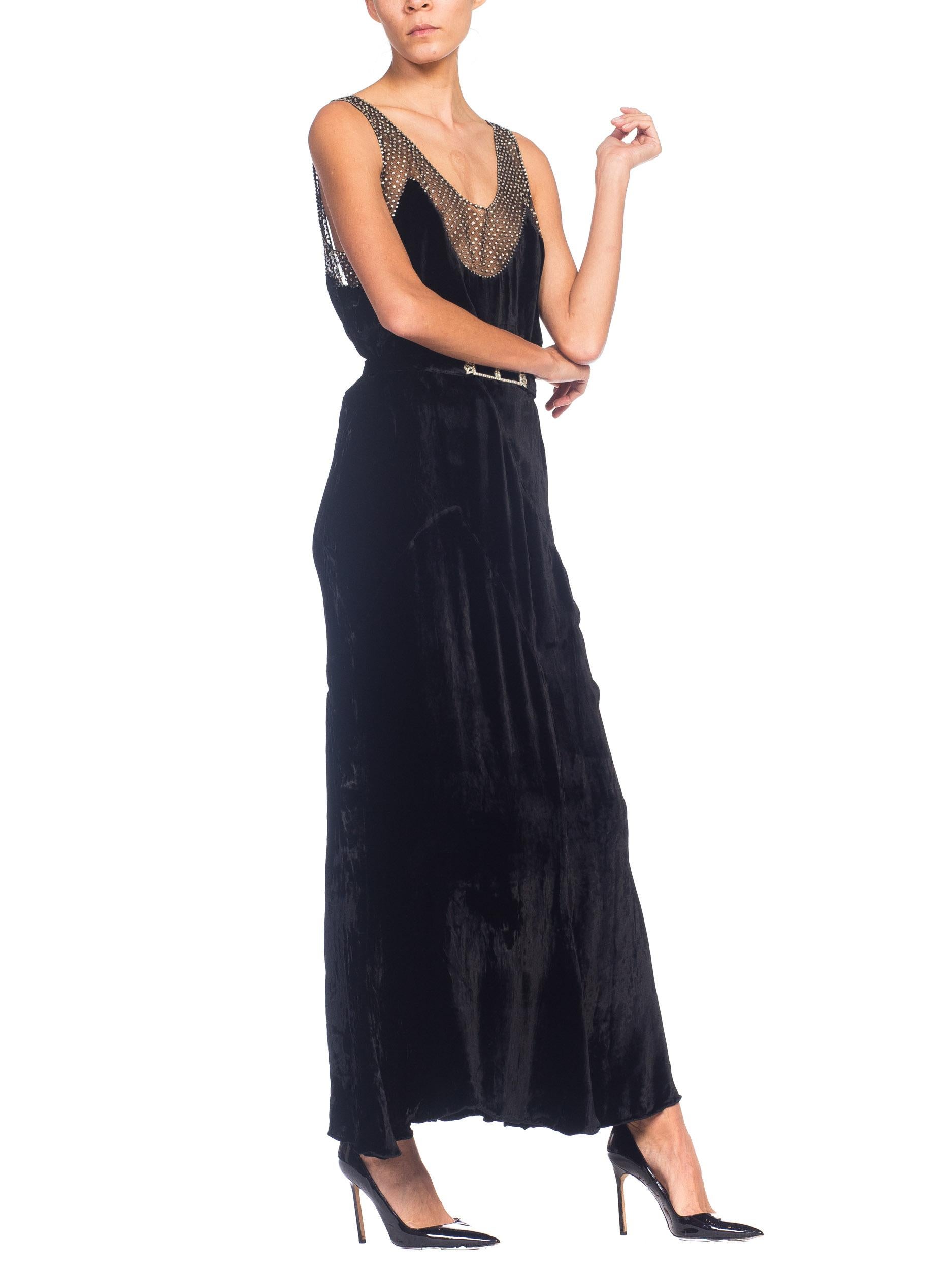 1930s Bias Cut Silk Velvet Gown With Crystals  2