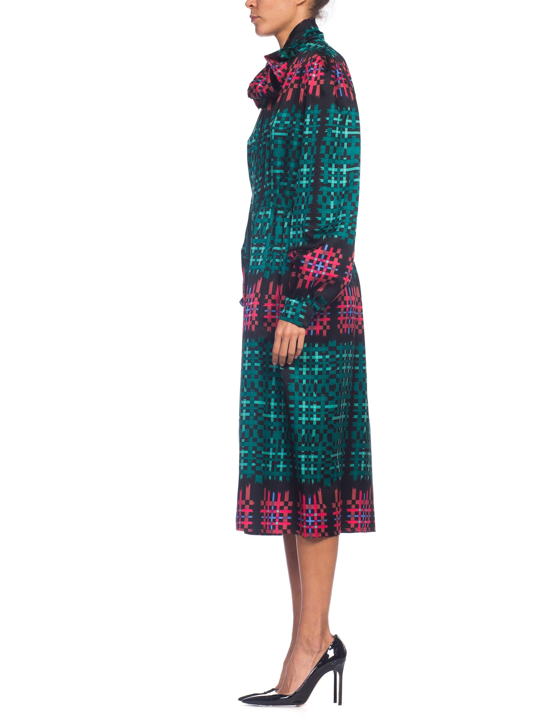 Black 1970s Richilene Gucci Style Plaid Dress