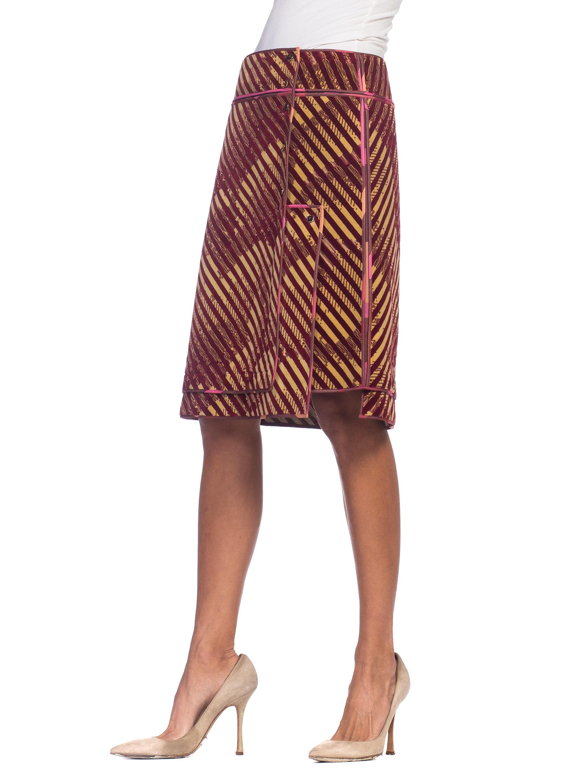 Brown Fendi Velvet 1970s Style Skirt 1990s 