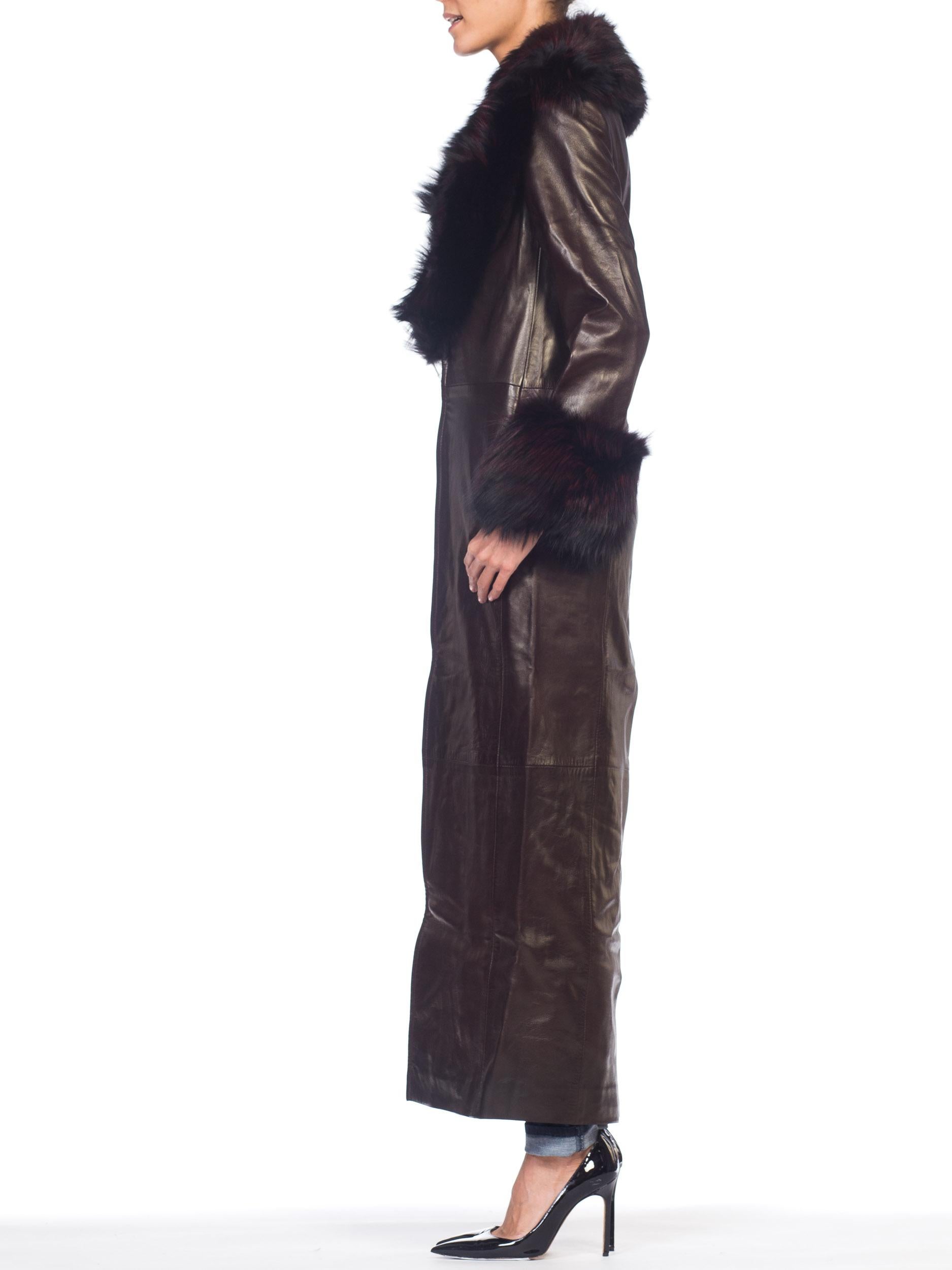 Zang Toi 1990s Butter Soft Leather Trench Coat With Fox Fur & Silk Lining  In Excellent Condition In New York, NY