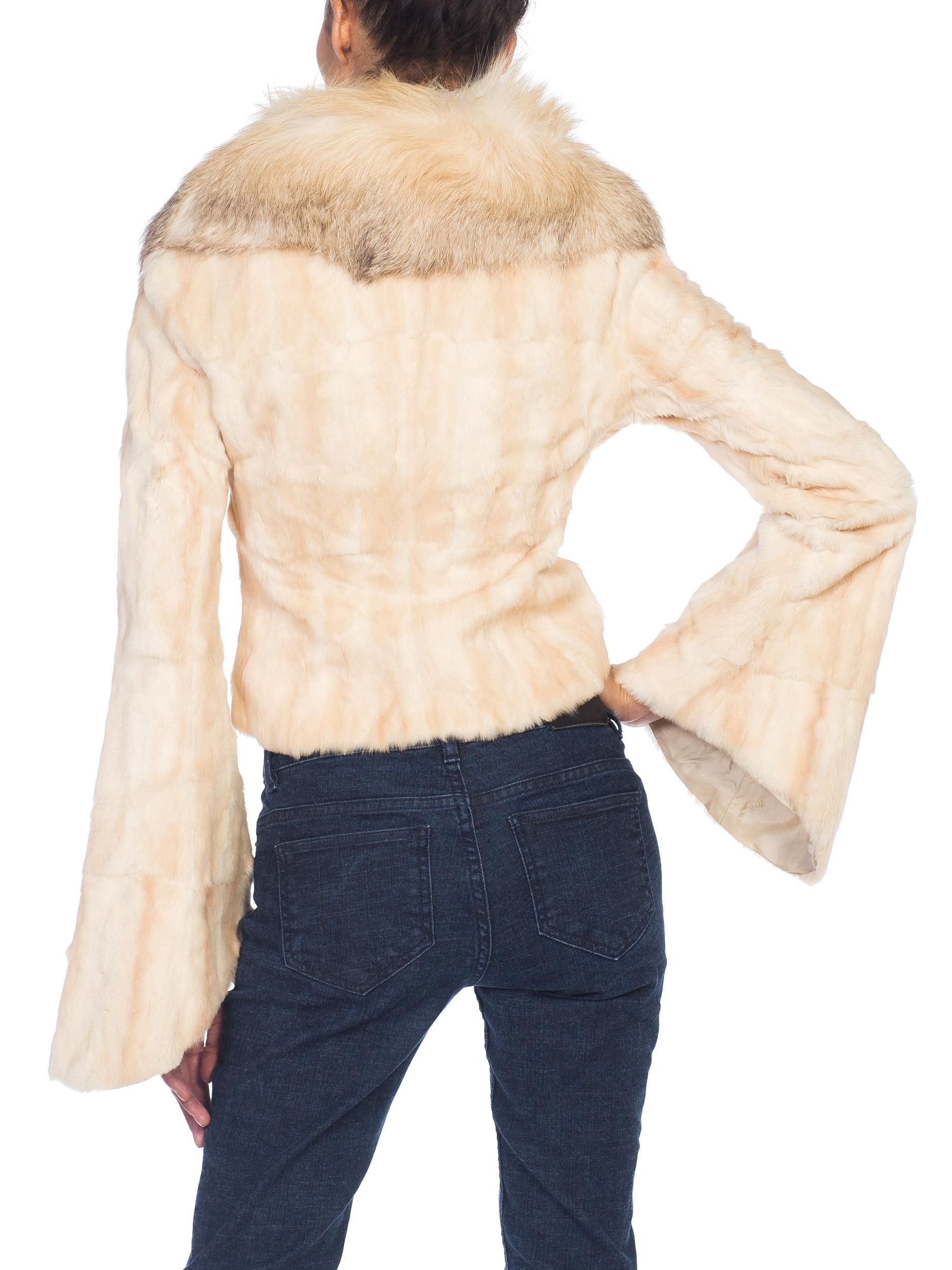 1990s Roberto Cavalli Cream Fur Jacket With Fox Collar NWT In New Condition In New York, NY