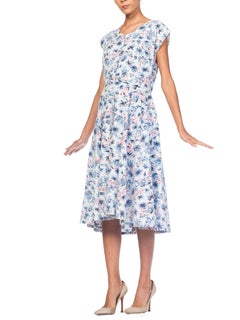 1940s Tropical Hawaiian Cotton Print Dress