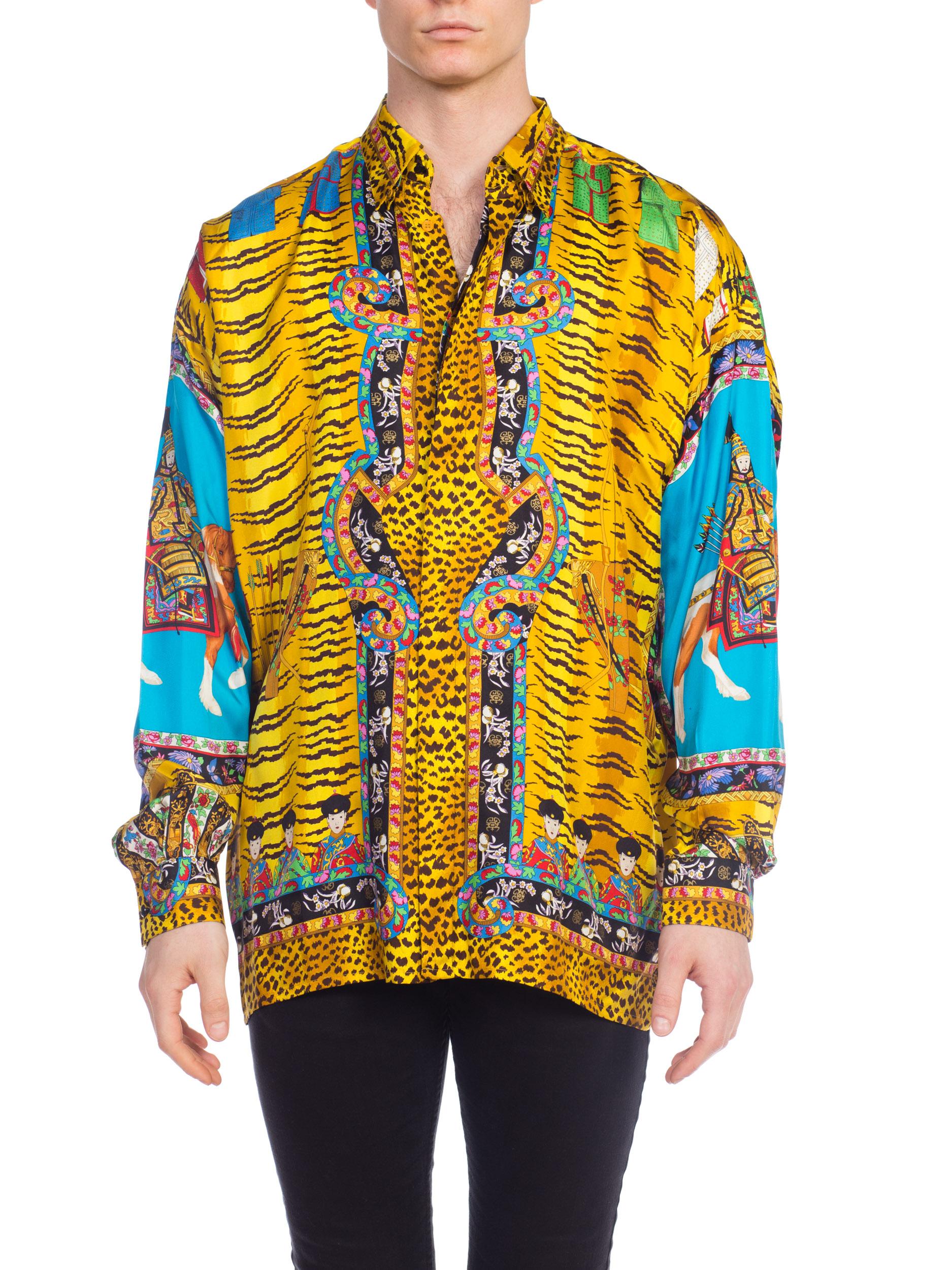 Rare Chinese Emperor Gianni Versace Silk Shirt Mens 3