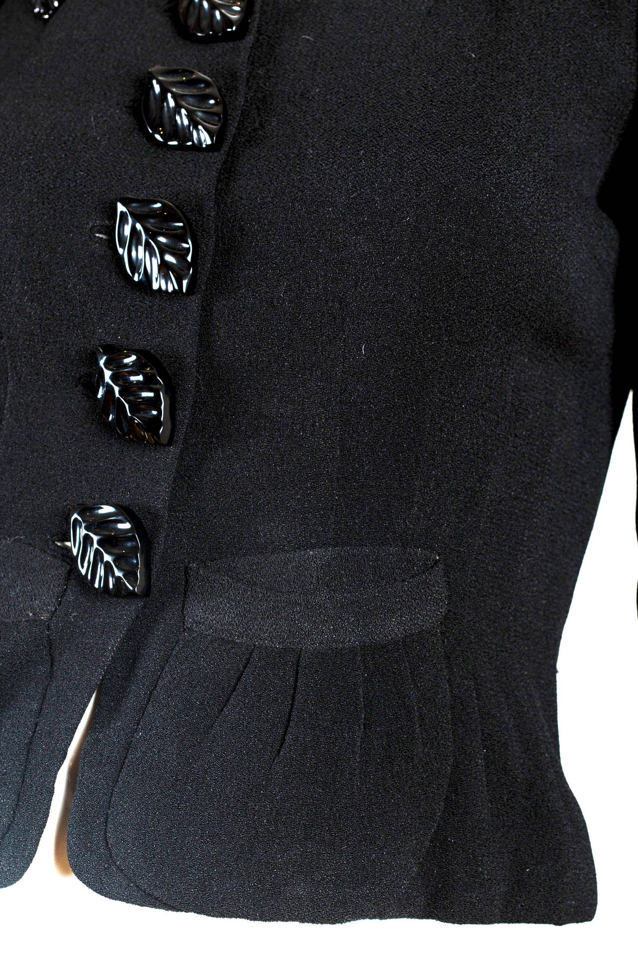 1930S  ELSA SCHIAPARELLI Black Haute Couture Silk Crepe Pagan Collection Embroi 4