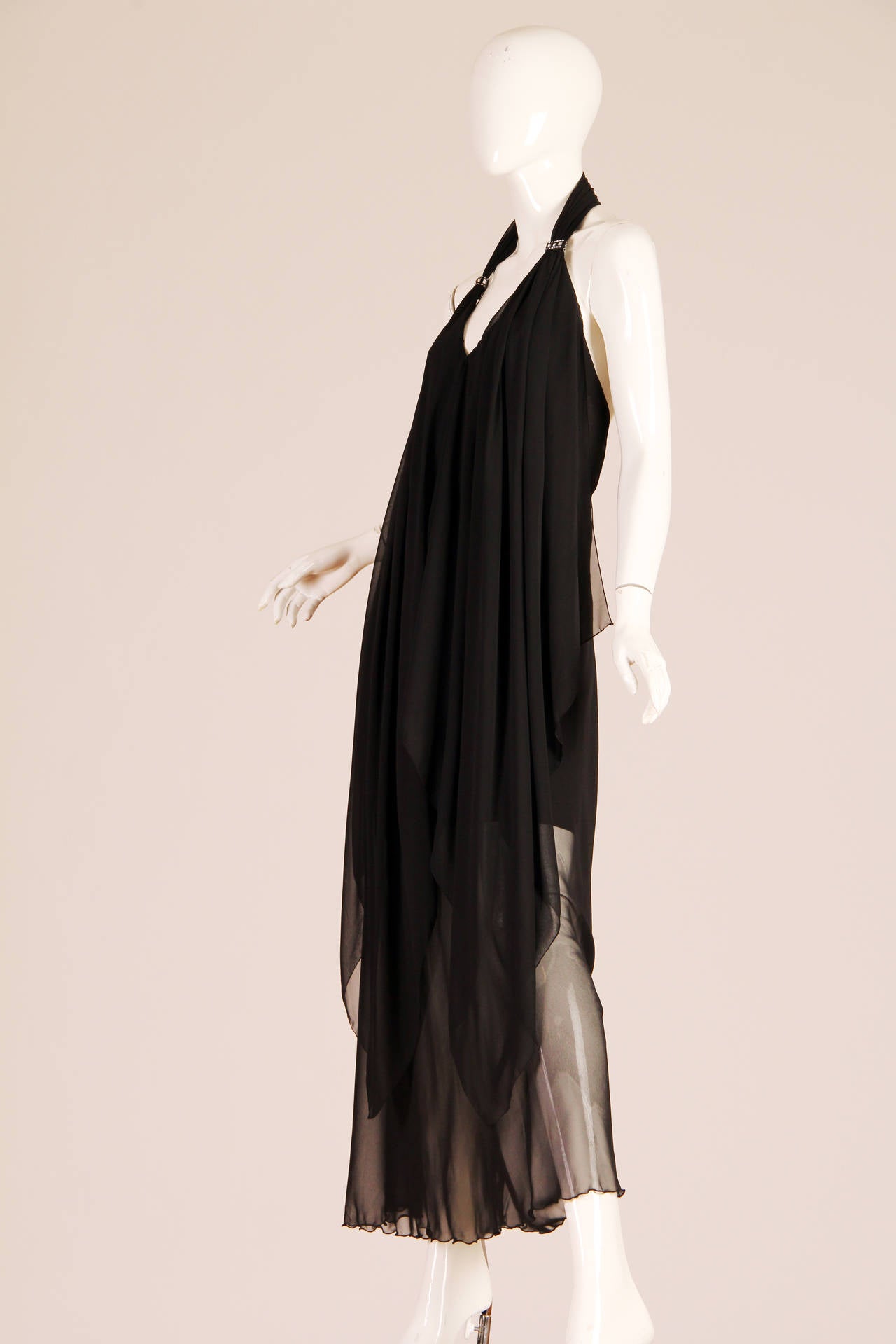 Black Pierre Cardin Haute Couture Chiffon Evening Dress