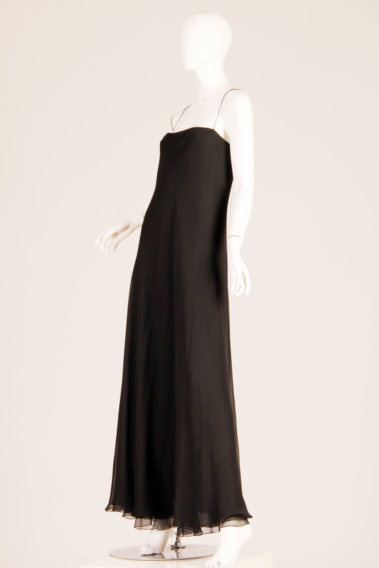1970s Gorge Stavropoulos Bias Cut Silk Chiffon Evening Dress In Excellent Condition In New York, NY