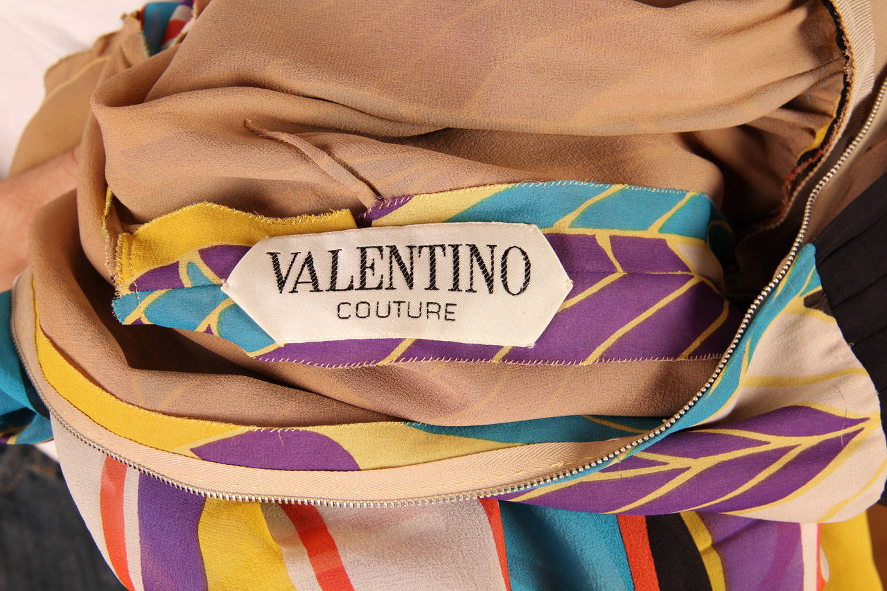 1970s Valentino Haute Couture Egyptian Revival Silk Dress 1