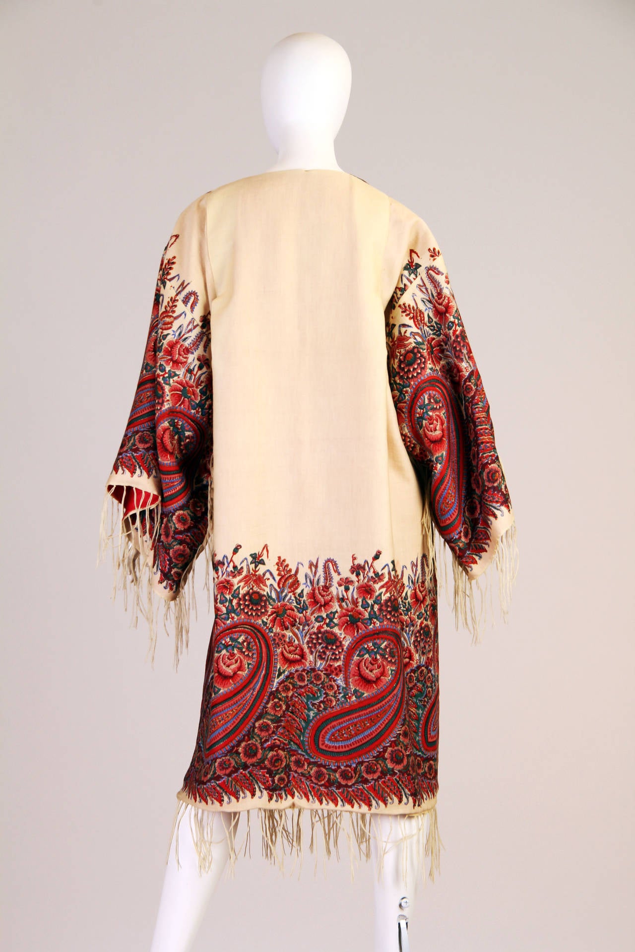 Women's 1920s Coat made from a Victorian Wool Shawl Lined in Silk