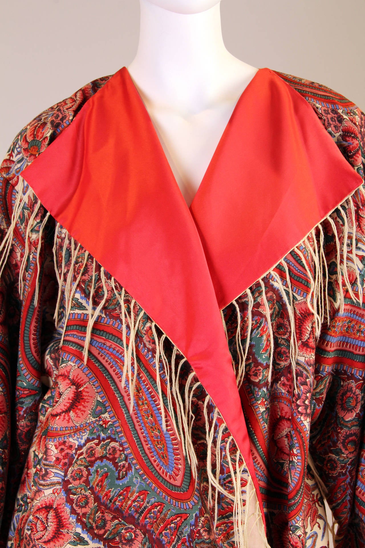 1920s Coat made from a Victorian Wool Shawl Lined in Silk 2