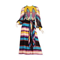 1970s Valentino Haute Couture Egyptian Revival Silk Dress