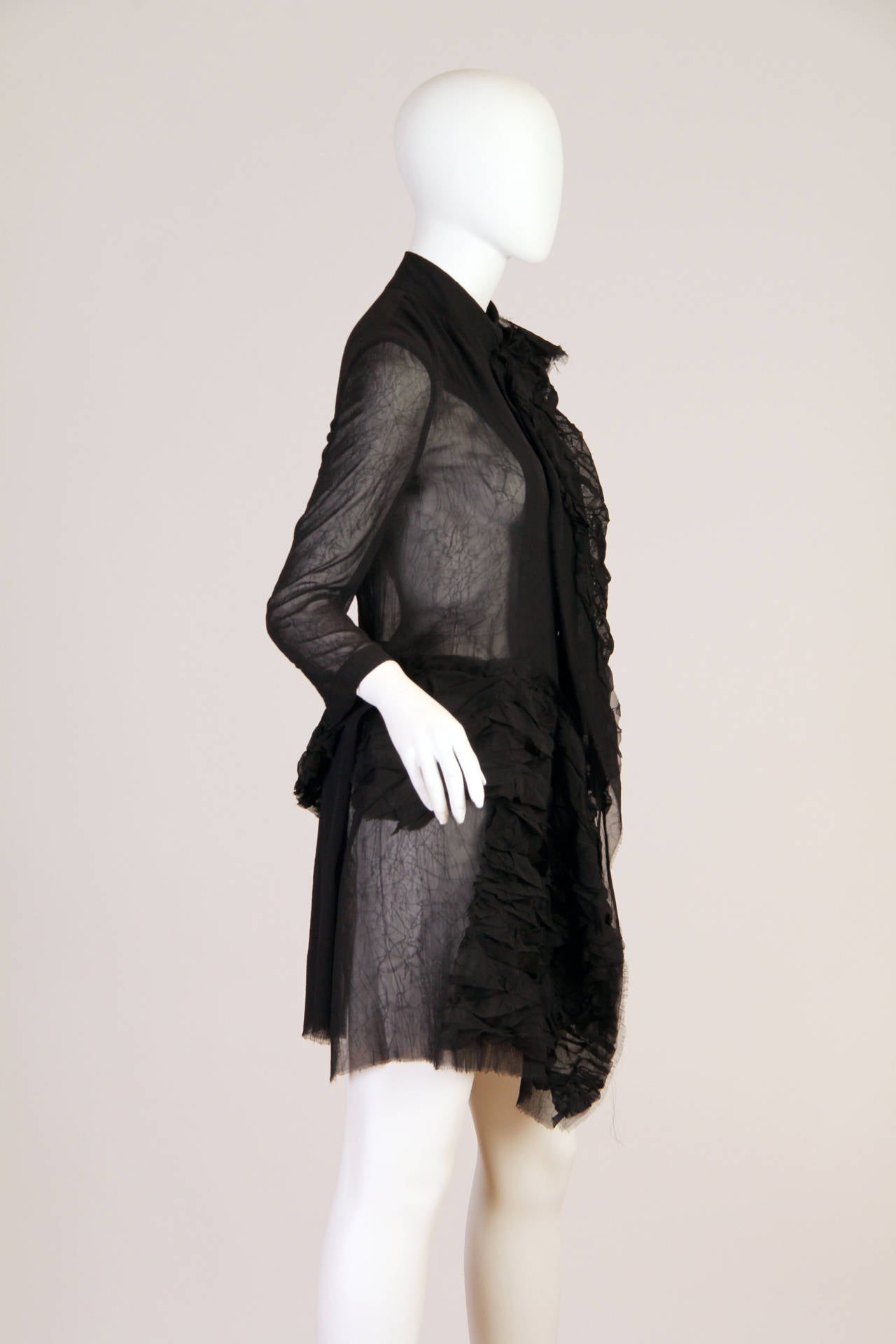 Women's 1990s Yohji Yamamoto Sheer Deconstructed Shirt Dress