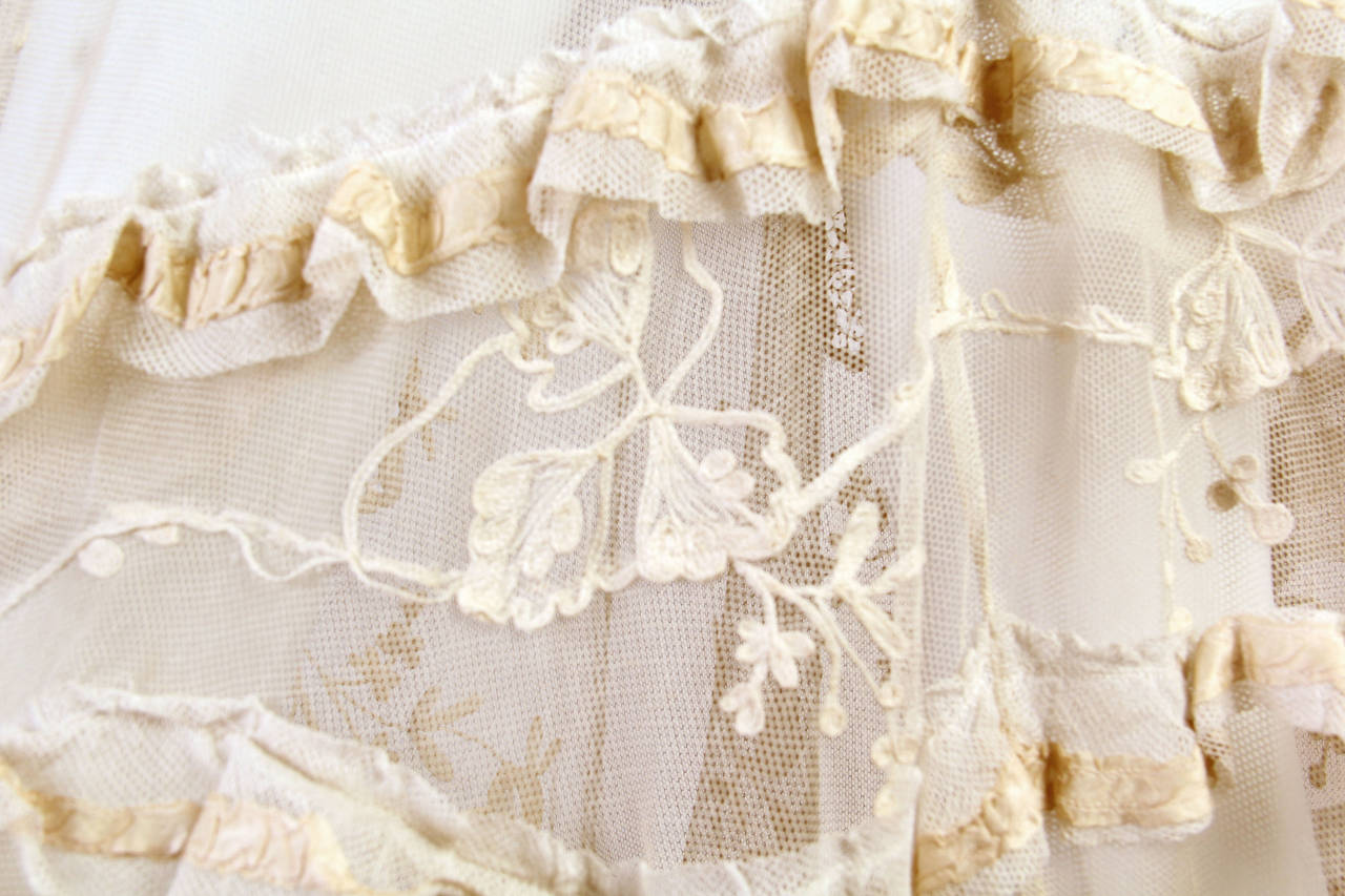 Belle Epoch Cotton Net Skirt with Silk Ribbon Trim and Tambour Embroidery 3