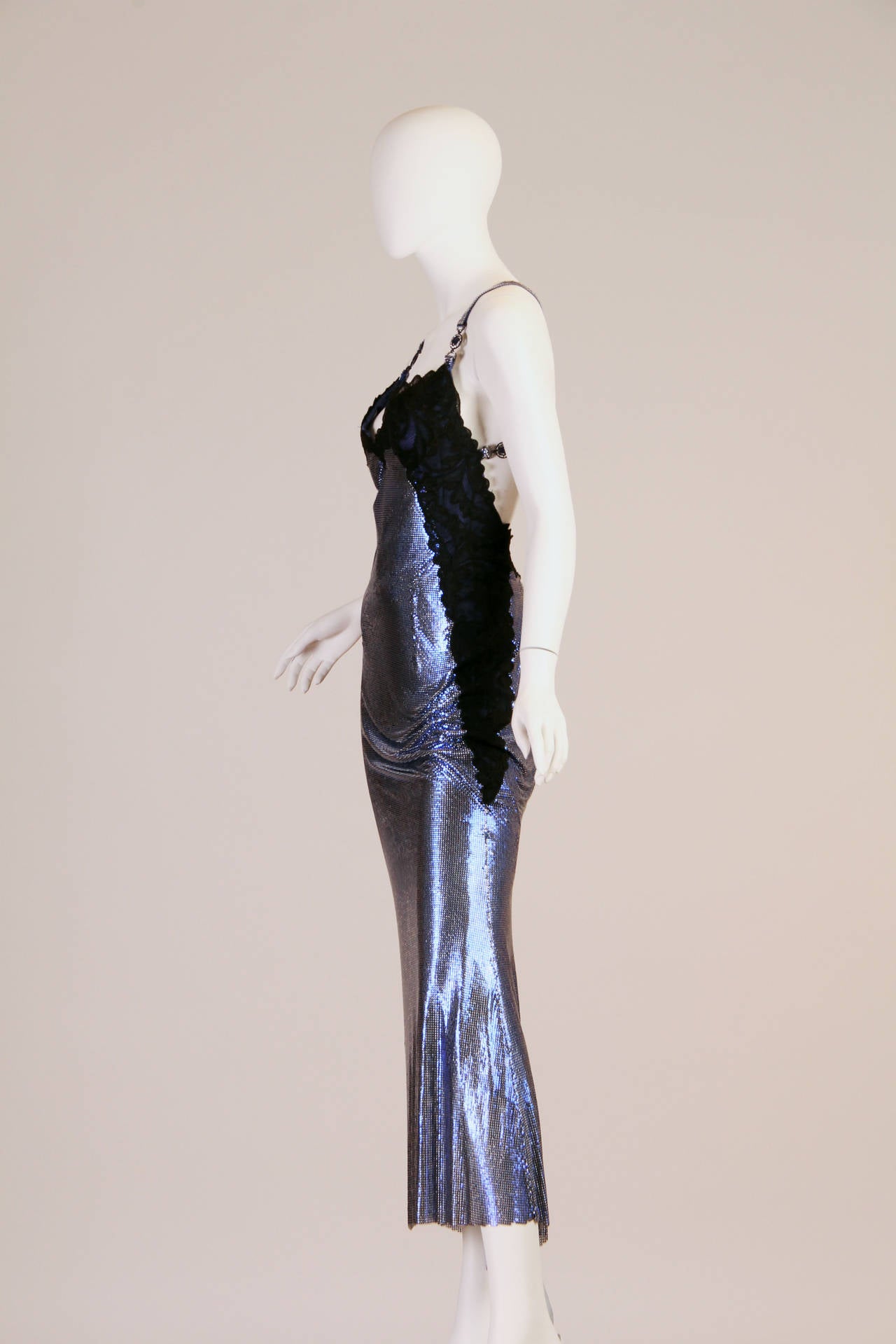 1994/6 Versace Couture Metal Mesh Lingerie Evening Dress In Excellent Condition In New York, NY