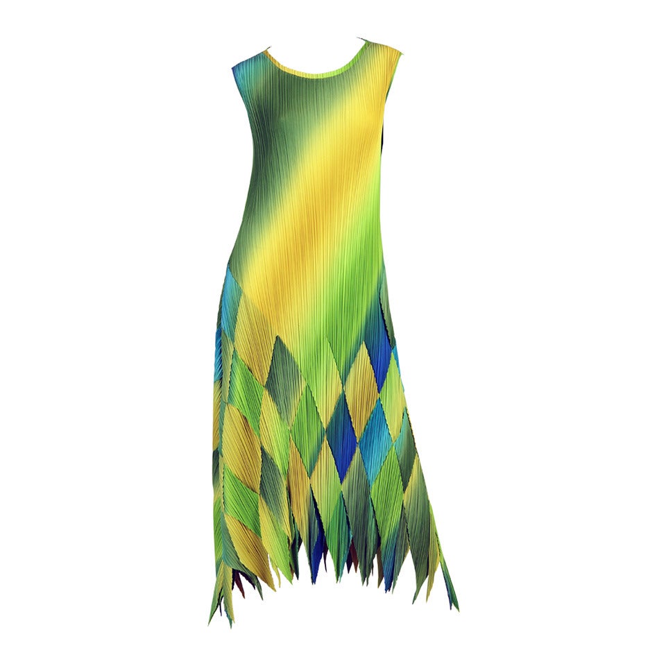 ISSEY MIYAKE Round neck Multi-stripes Multi-color Sleeveless one piece dress IM53-FH918 Brown L