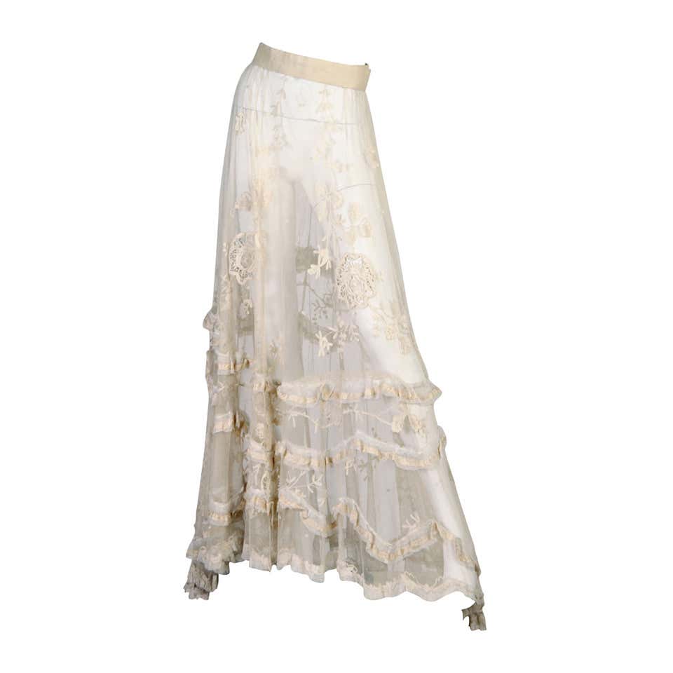 Belle Epoch Cotton Net Skirt with Silk Ribbon Trim and Tambour ...
