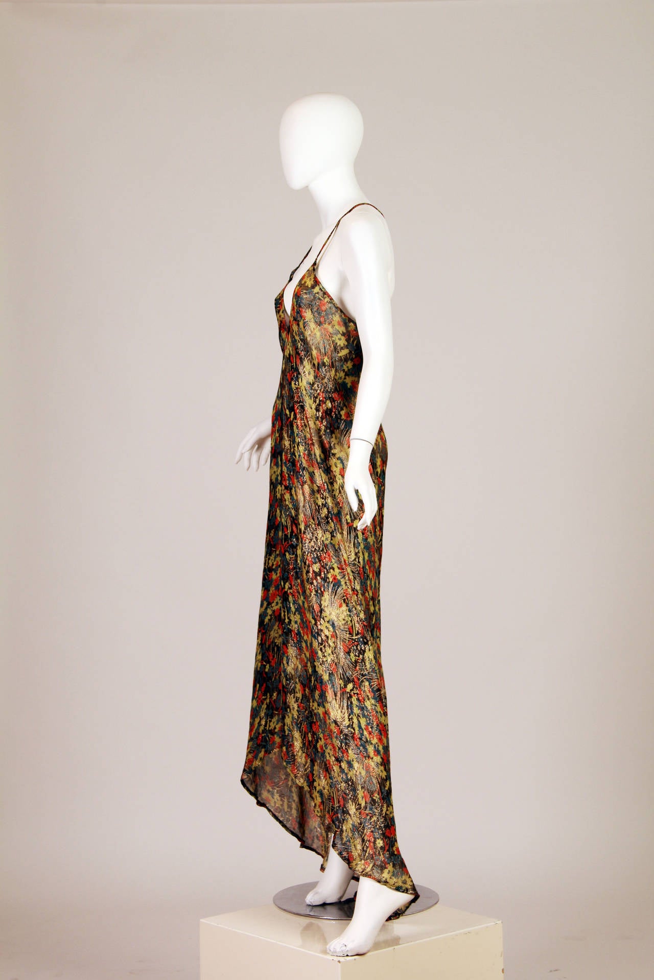 Brown MORPHEW COLLECTION Gold Lamé Silk Gown Made From Vintage 1930S Fabric