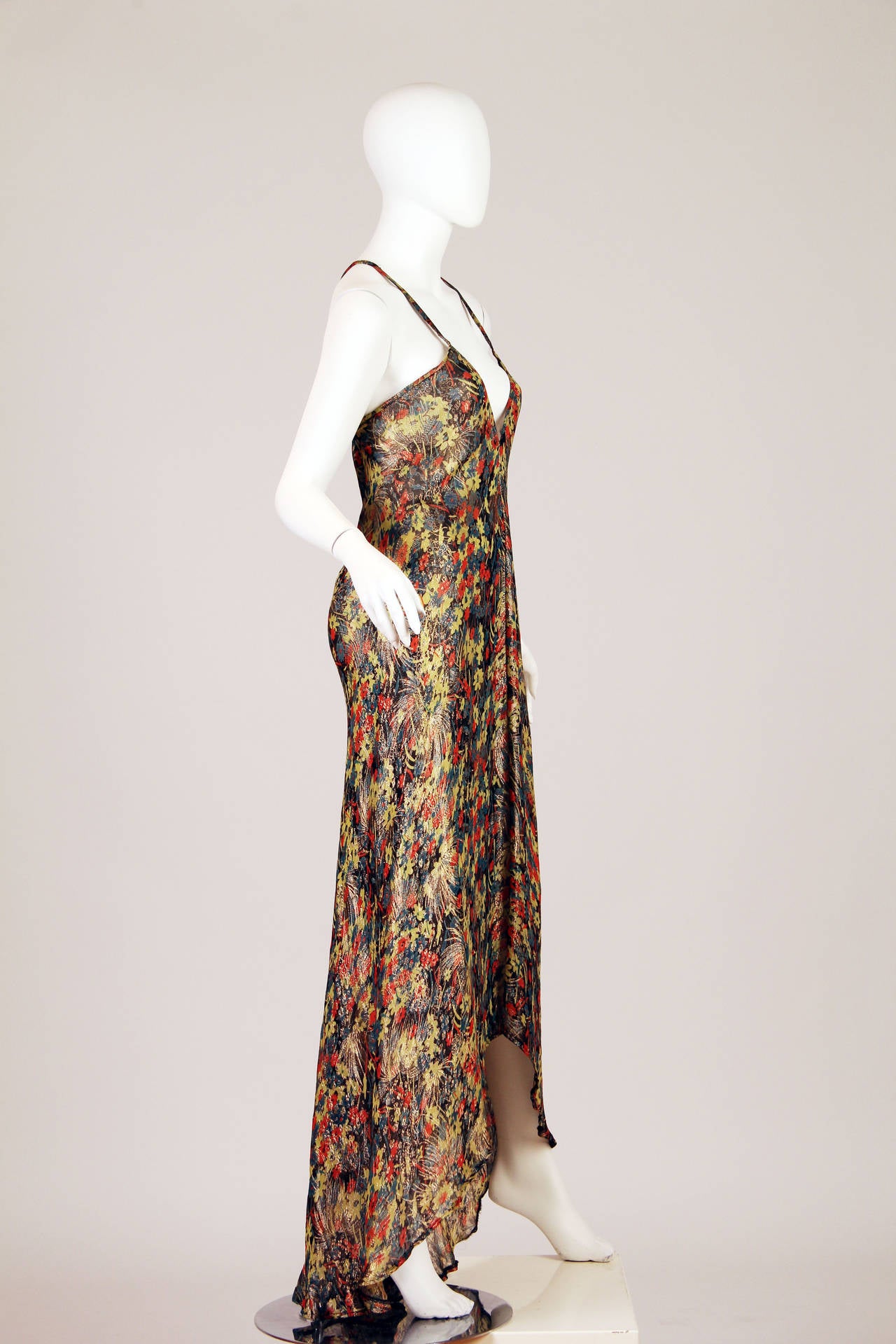 MORPHEW COLLECTION Gold Lamé Silk Gown Made From Vintage 1930S Fabric
MORPHEW COLLECTION is made entirely by hand in our NYC Ateliér of rare antique materials sourced from around the globe. Our sustainable vintage materials represent over a century