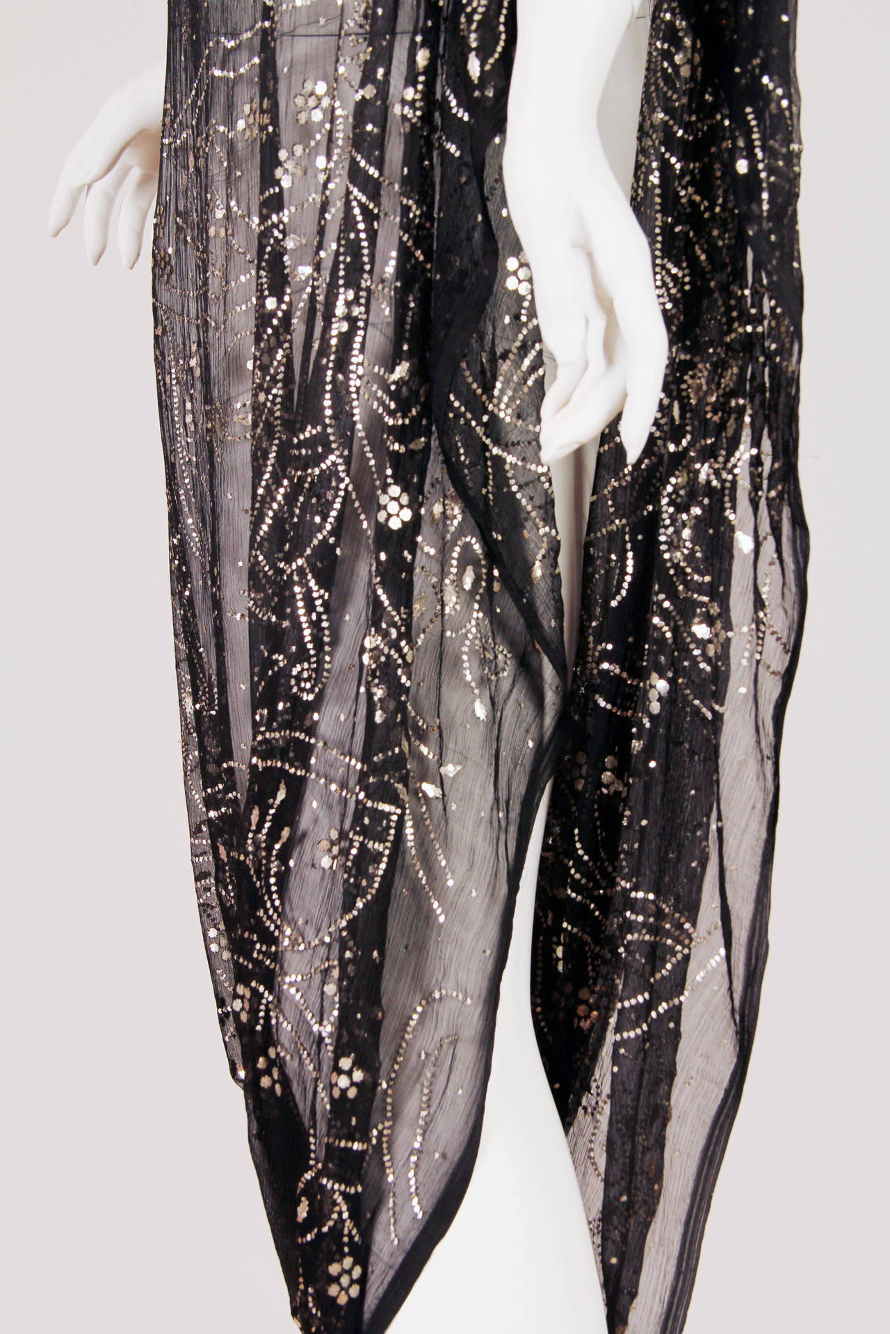 Interesting 1920s Assuit Technique Silk Chiffon Tunic Dress from Asyut Egypt 1