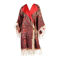 1920s Coat made from a Victorian Wool Shawl Lined in Silk