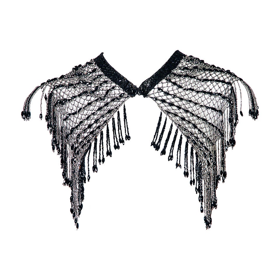 Fringed Victorian Cut Glass and Steel Beaded Collar Necklace Mantle