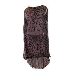 Zandra Rhodes hand Beaded Silk Chiffon Dress 5
