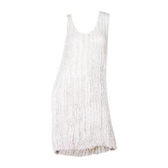 1990S HELMUT LANG Off White Silk Organza Dress Overlaid With Zipper & Pailette 