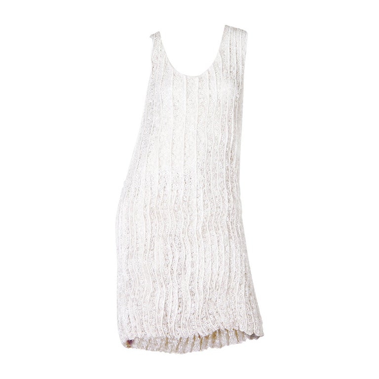 1990S HELMUT LANG Off White Silk Organza Dress Overlaid With Zipper and  Pailette For Sale at 1stDibs