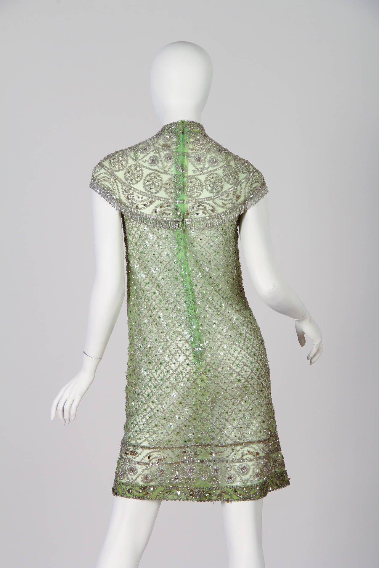 1960s Mod Beaded Net Dress In Excellent Condition In New York, NY