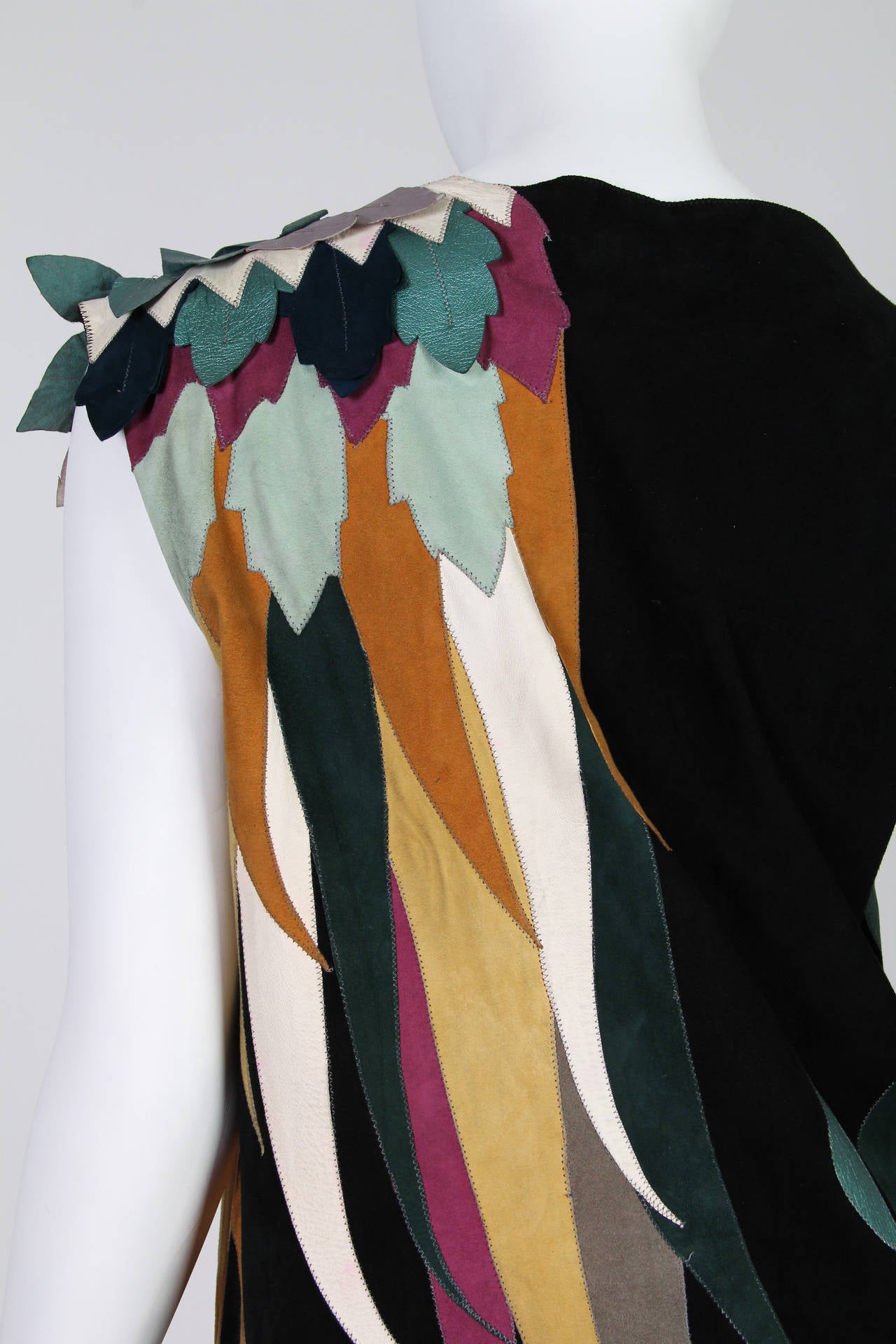 1970s Roberto Cavalli Leather and Suede Dress 1
